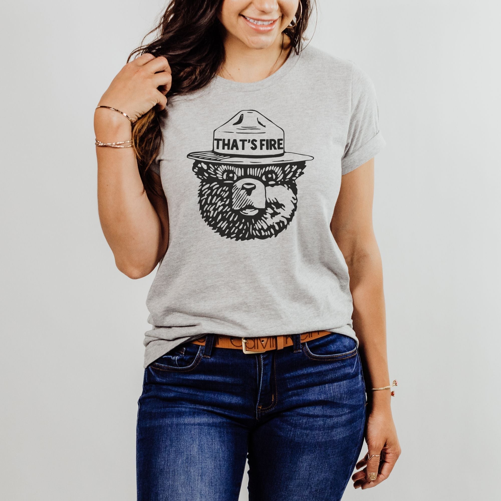 Bear “That’s Fire” Graphic Tee Long Sleeve 207-Graphic Tees-208 Tees Wholesale, Idaho