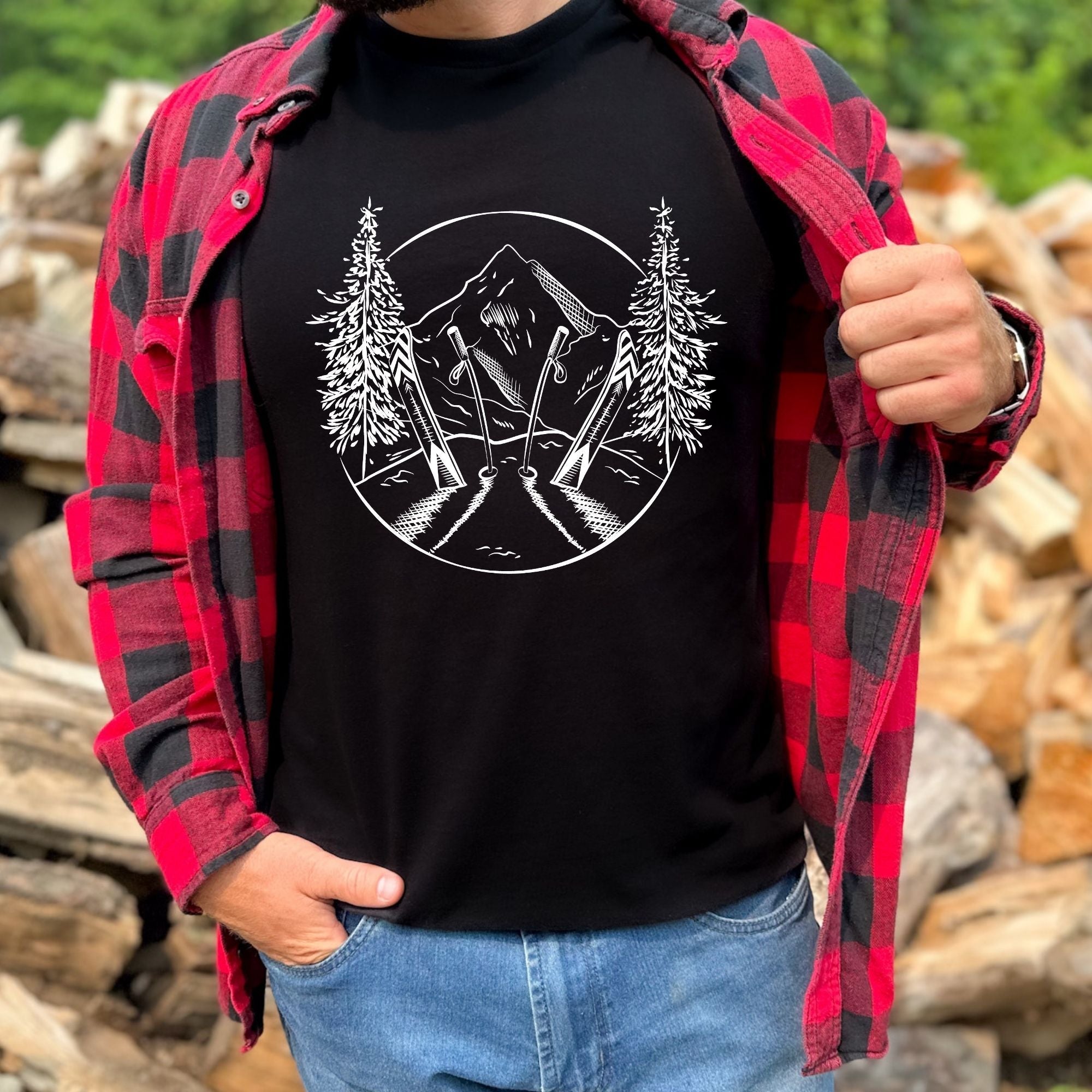 Ski Sketch T Shirt for Men *UNISEX FIT*-208 Tees Wholesale, Idaho