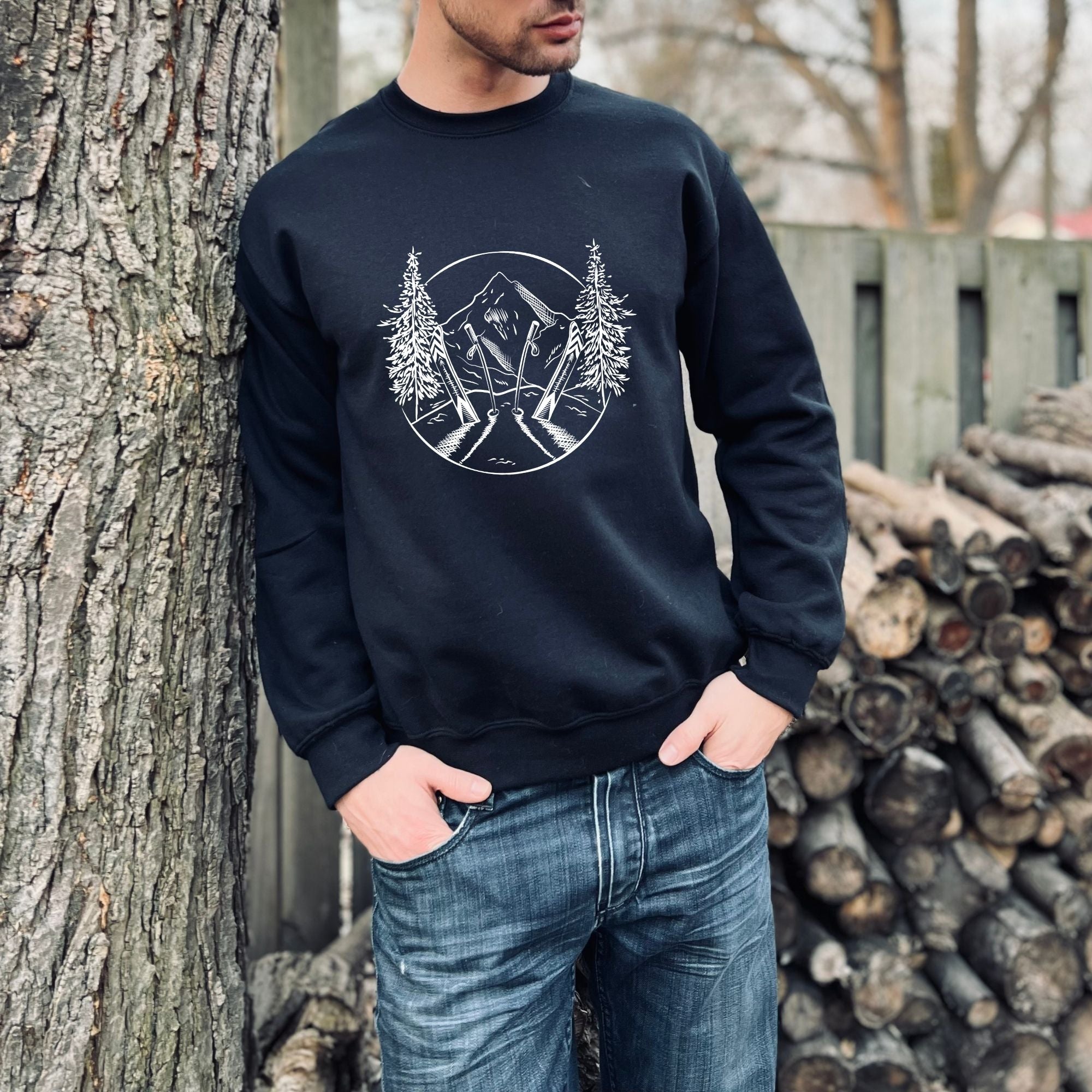 Ski Sketch Sweatshirt - Super Soft Gildan Hoodie or Crewneck *UNISEX FIT*-Sweatshirts-208 Tees Wholesale, Idaho