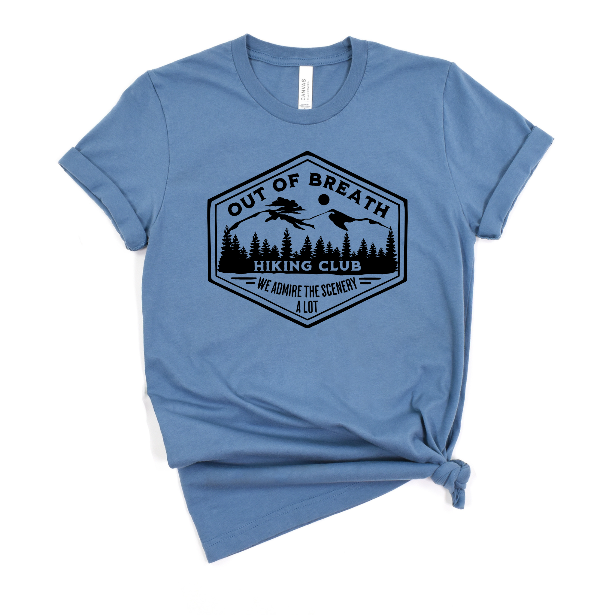 Out of Breath Hiking Club Graphic Tee Long Sleeve 127-Graphic Tees-208 Tees Wholesale, Idaho