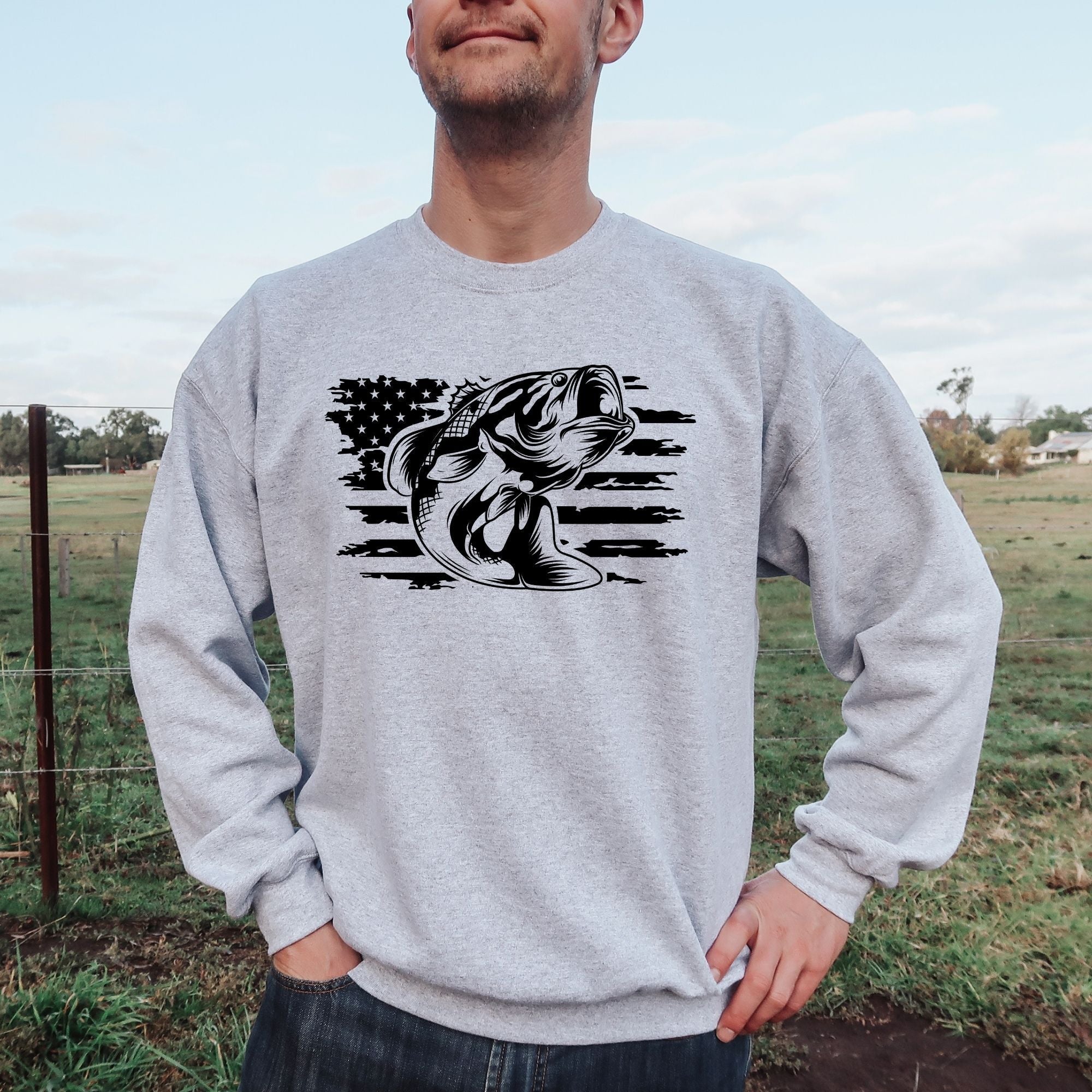 Fish Flag Crewneck or Hoodie Sweatshirt *UNISEX FIT*-Sweatshirts-208 Tees Wholesale, Idaho