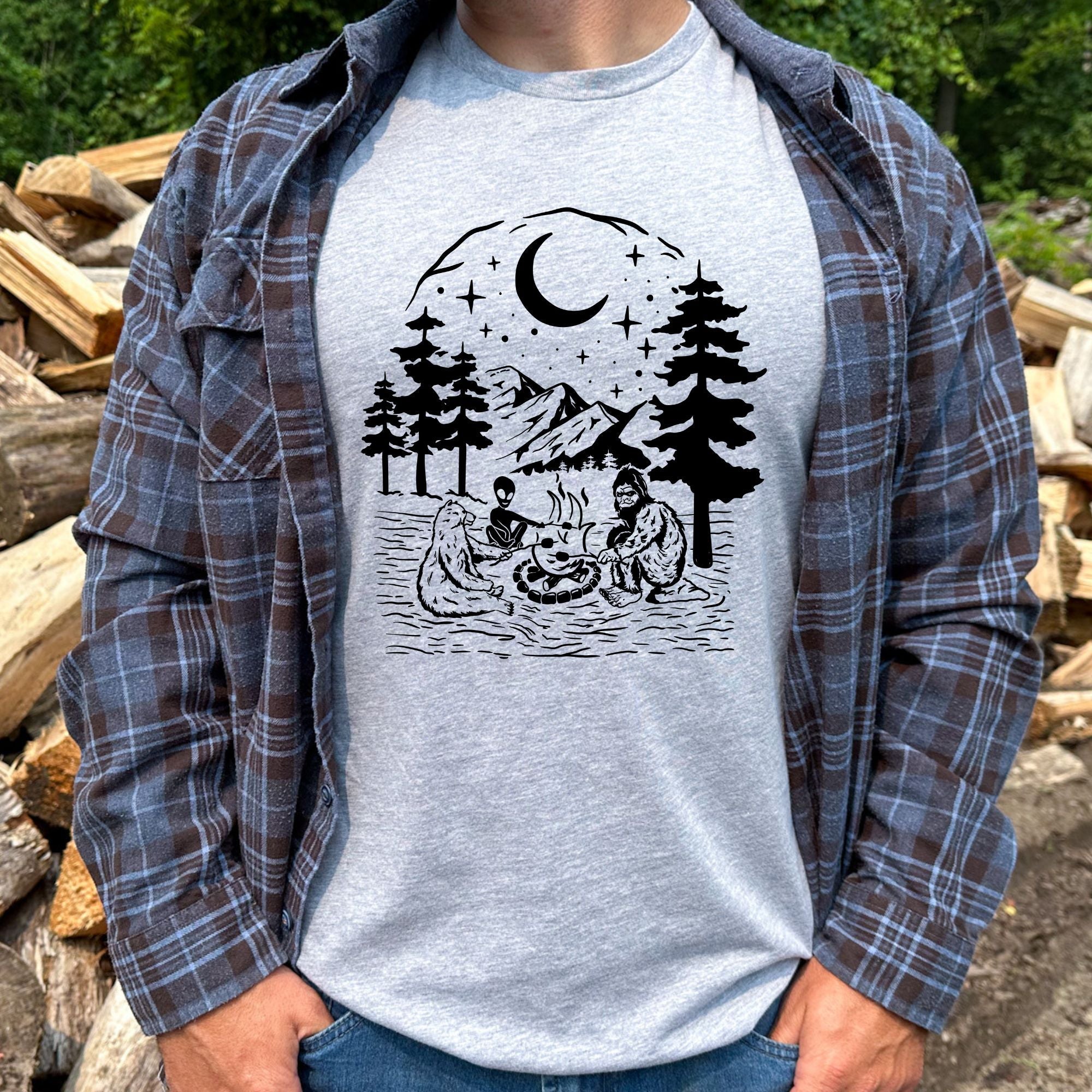 Bigfoot, Alien, Bear Camping Shirt for Men *UNISEX FIT*-208 Tees Wholesale, Idaho