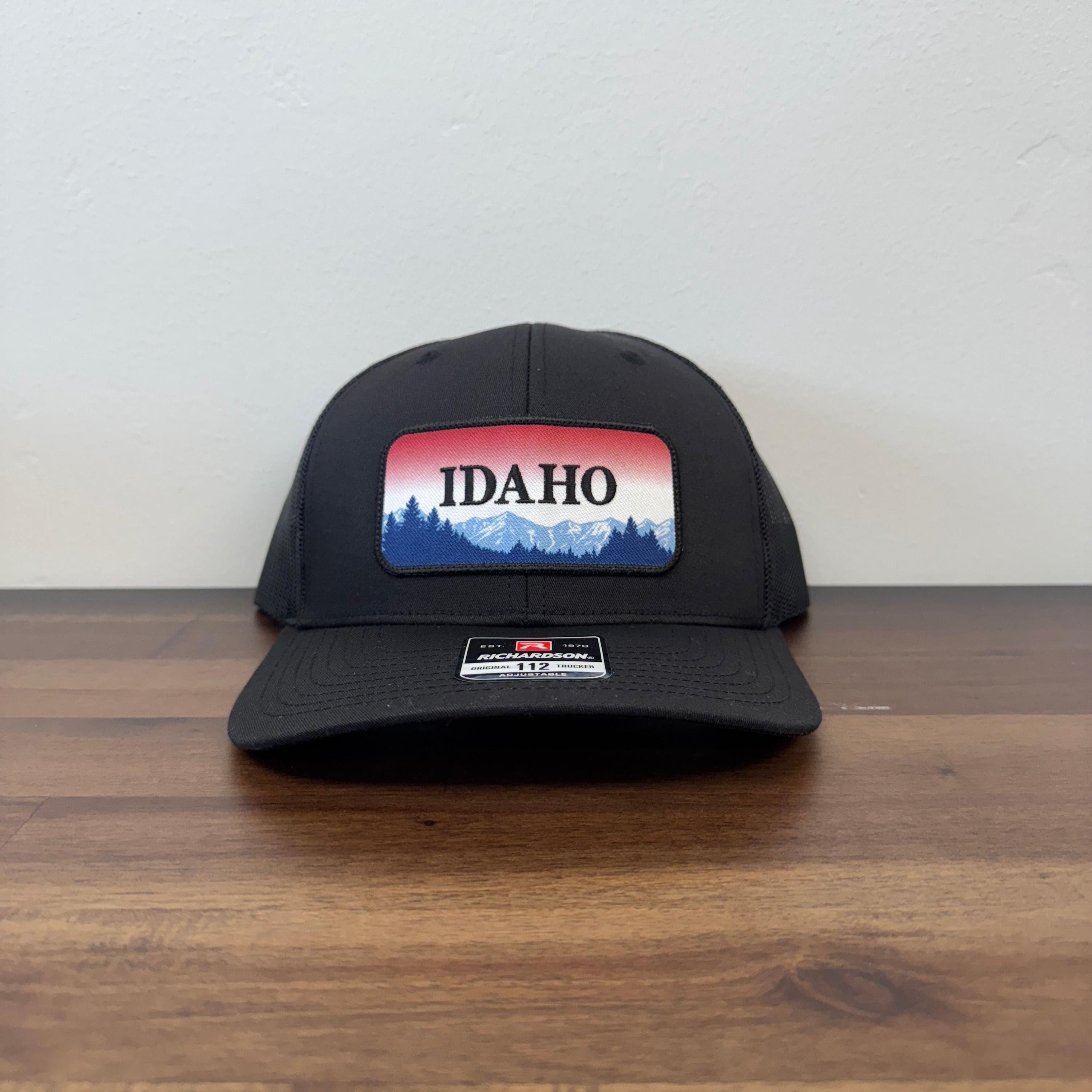 Idaho License Plate Hat: Leather Patch and Mesh (Snapback Adjustable)-208 Tees Wholesale, Idaho