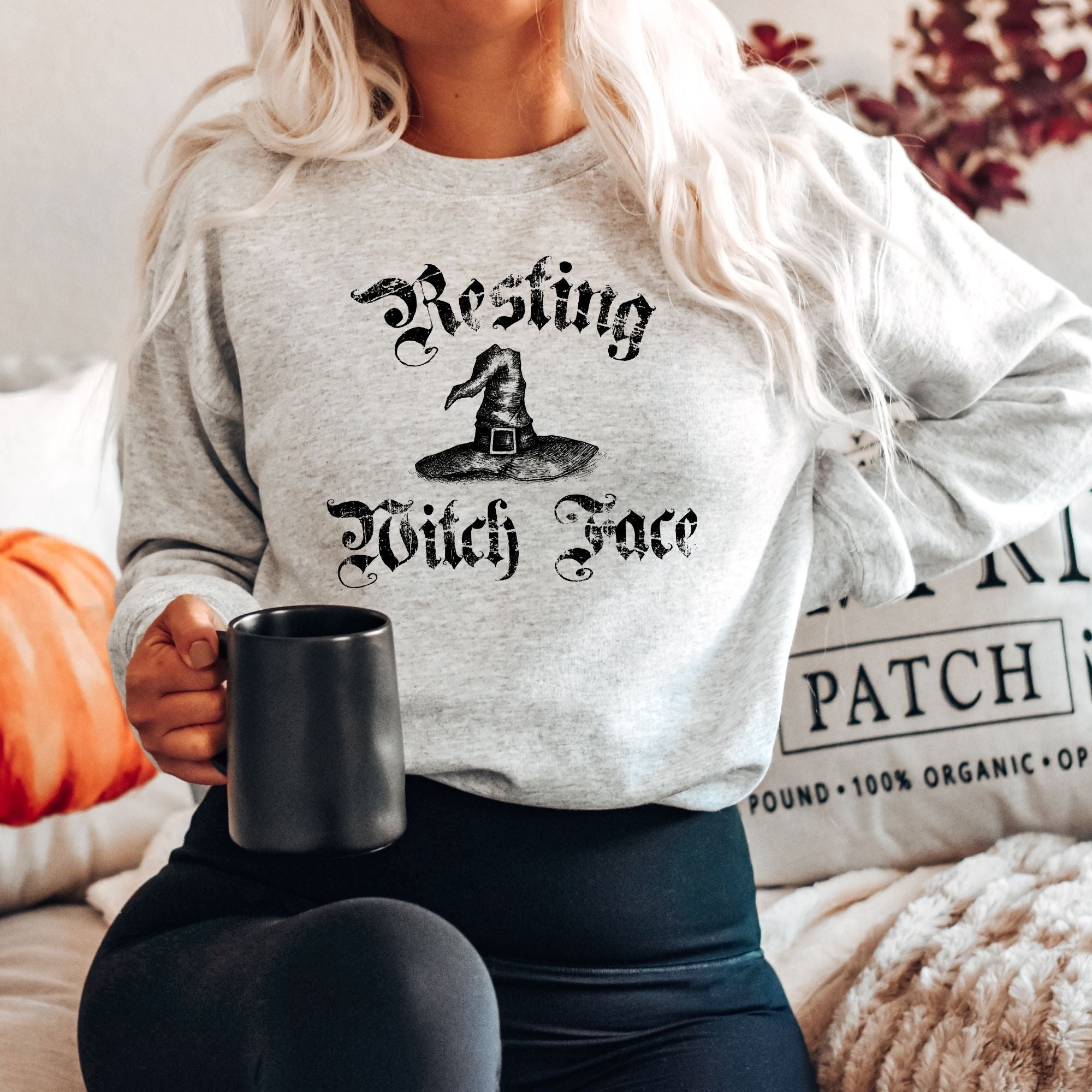 Resting Witch Face Halloween Crewneck Sweatshirt - Cozy Hoodie for October *UNISEX FIT*-Sweatshirts-208 Tees Wholesale, Idaho