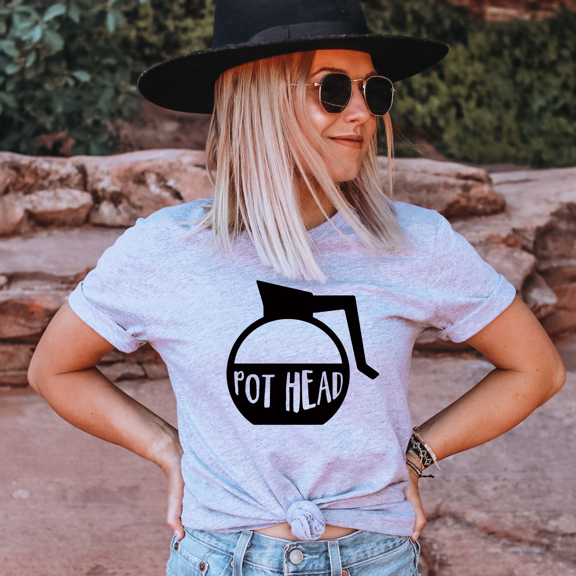 Pot Head Coffee Graphic Tee Long Sleeve 098-Graphic Tees-208 Tees Wholesale, Idaho