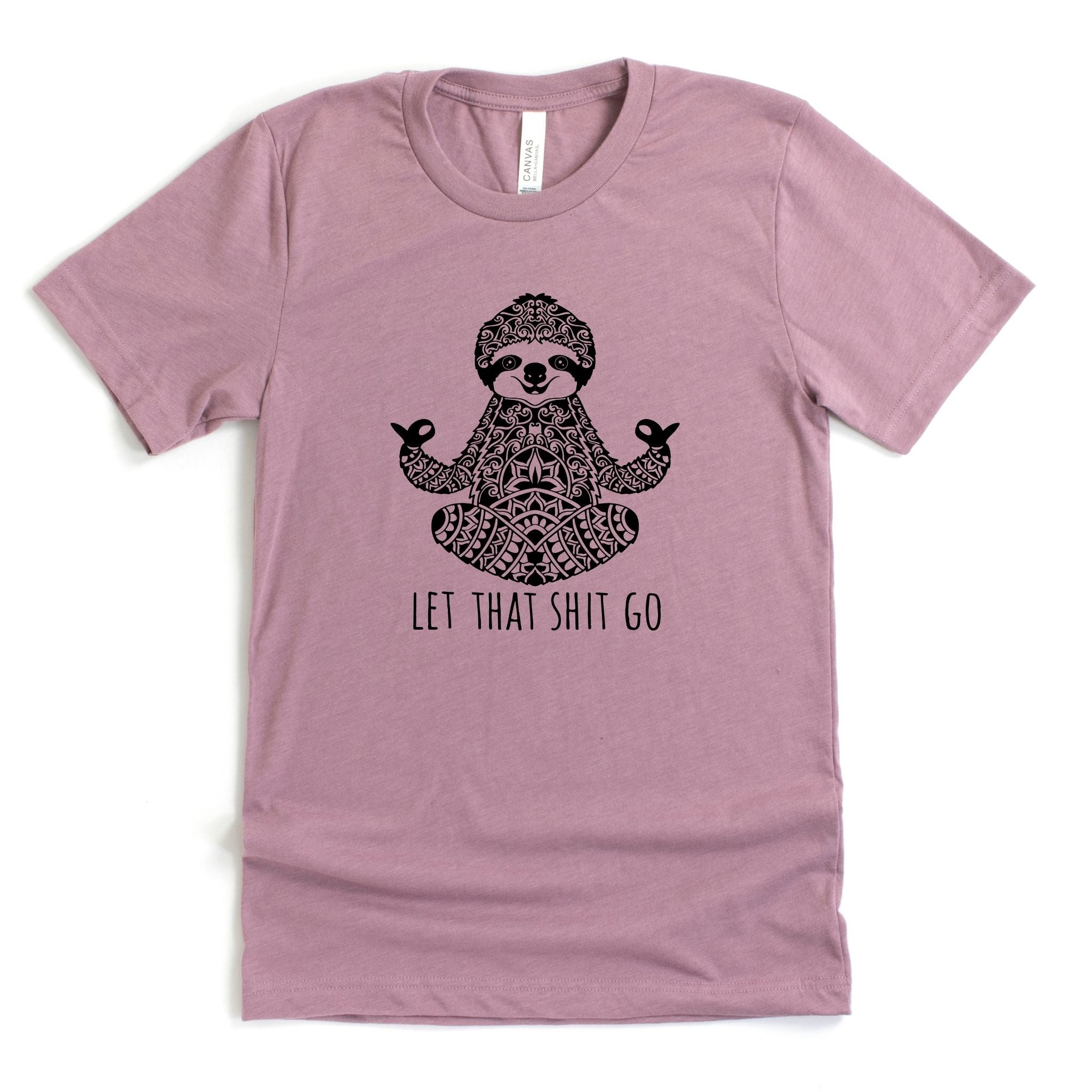 Let That Shit Go Sloth Yoga Graphic Tee Long Sleeve 045-Graphic Tees-208 Tees Wholesale, Idaho