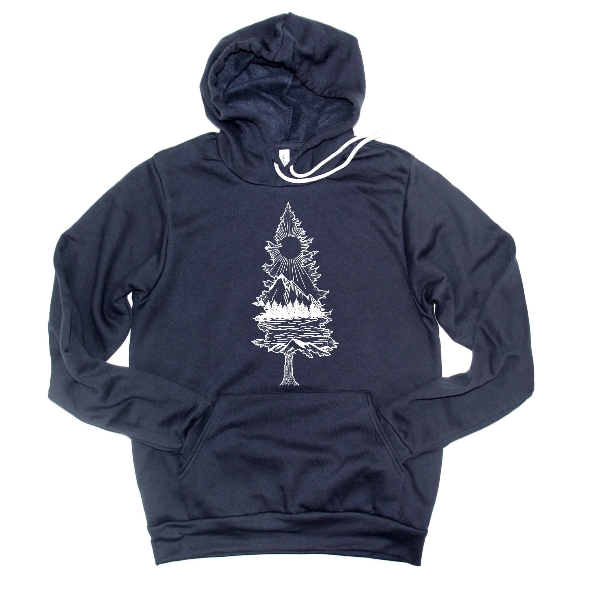 WHOLESALE Pine Tree Nature Scene Hoodie | Soft Sweatshirt 034-Sweatshirts-208 Tees Wholesale, Idaho