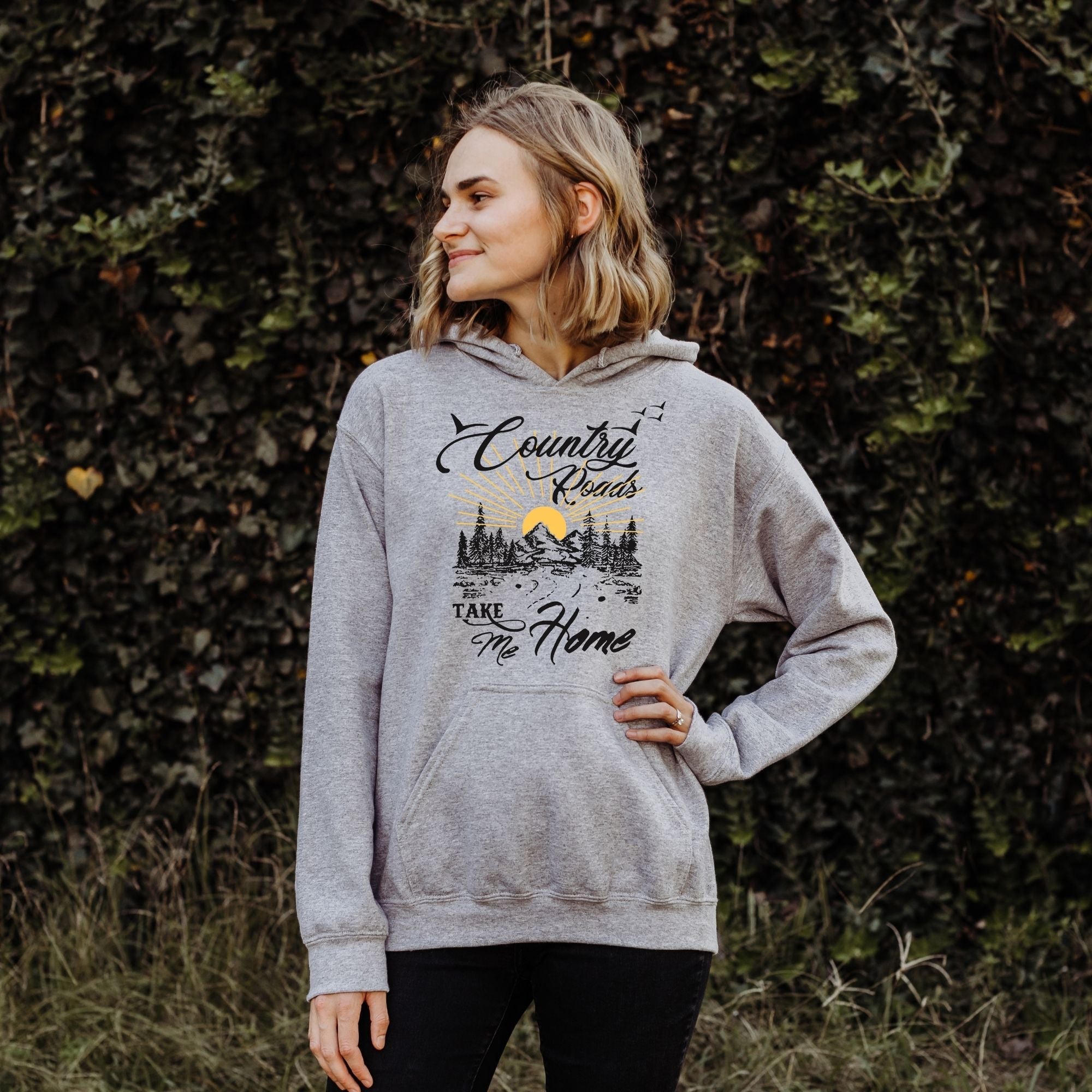 Country Roads Take Me Home Music Crewneck Sweatshirt or Hoodie *UNISEX FIT*-Sweatshirts-208 Tees Wholesale, Idaho