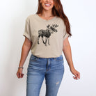 Moose Outline Forest Graphic Tee Long Sleeve 024-Graphic Tees-208 Tees Wholesale, Idaho