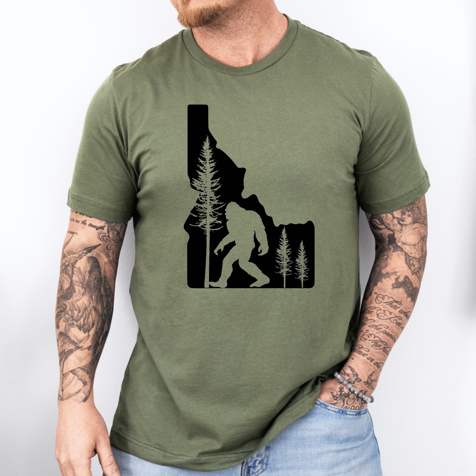 Idaho Bigfoot Graphic Tee Long Sleeve 271-Graphic Tees-208 Tees Wholesale, Idaho