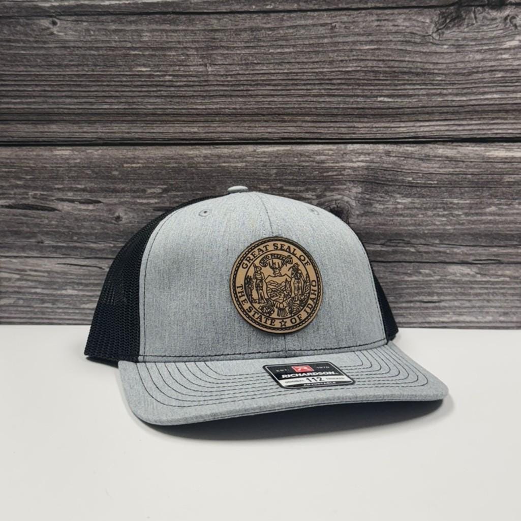Idaho State Seal Hat: Engraved Leather Patch, Adjustable Snapback-208 Tees Wholesale, Idaho