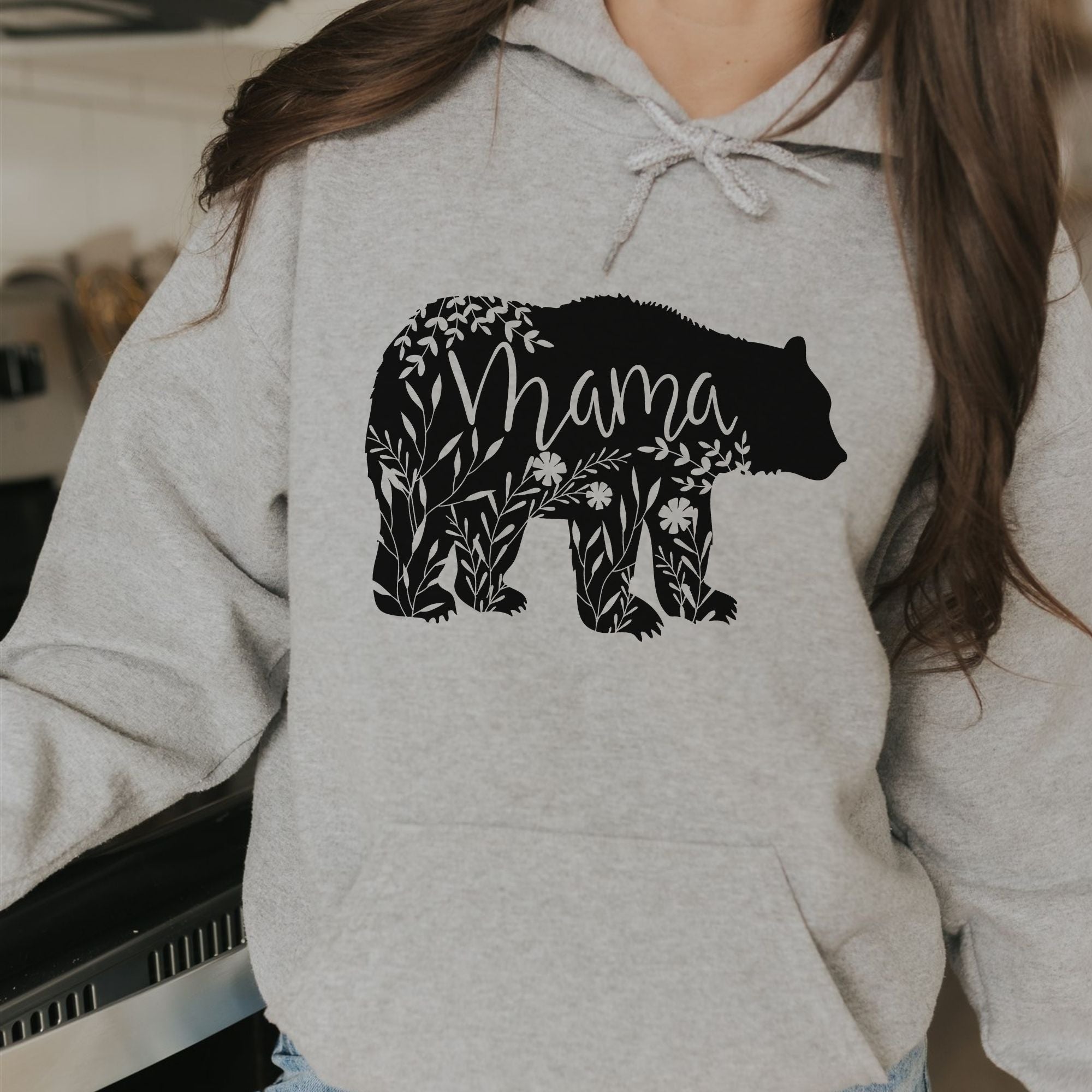 Floral Mama Bear Gildan Sweatshirt Crewneck or Hoodie *UNISEX FIT*-Sweatshirts-208 Tees Wholesale, Idaho