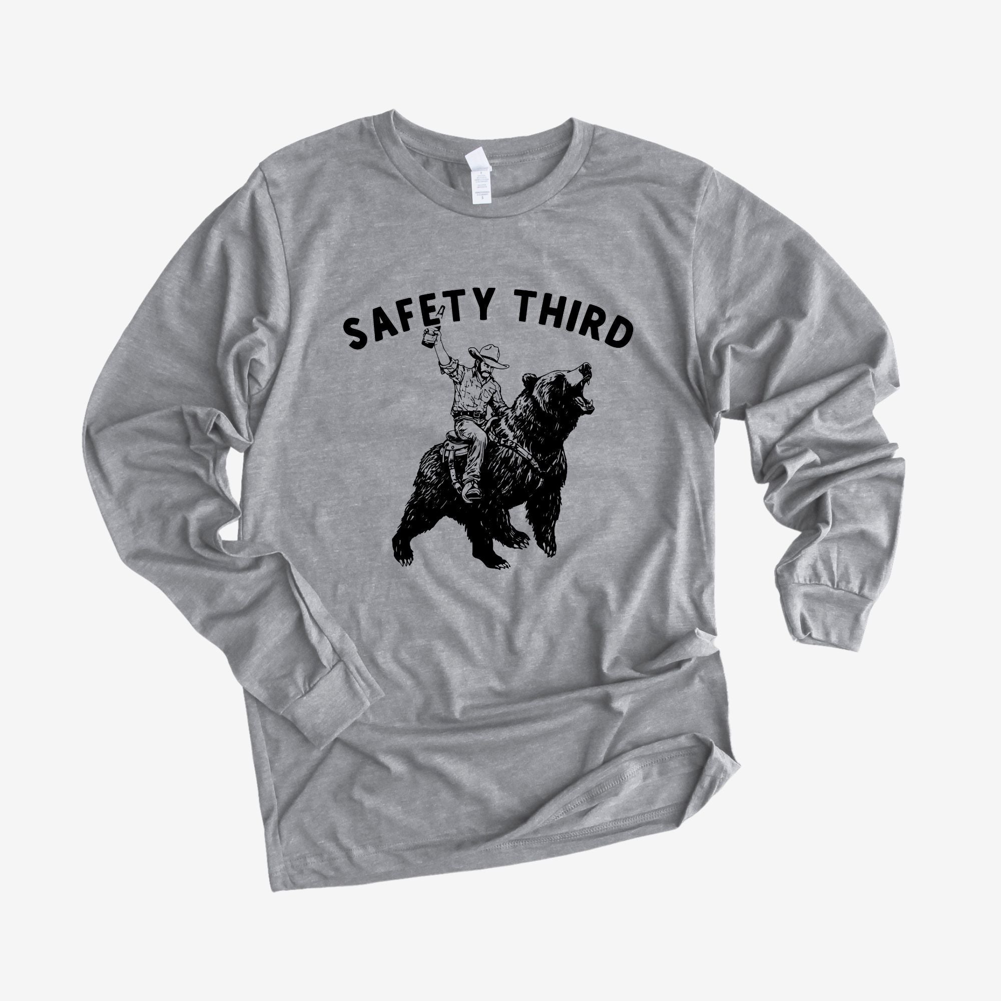 Hilarious Safety Third Bear Long Sleeve *UNISEX FIT*-Long Sleeves-208 Tees Wholesale, Idaho