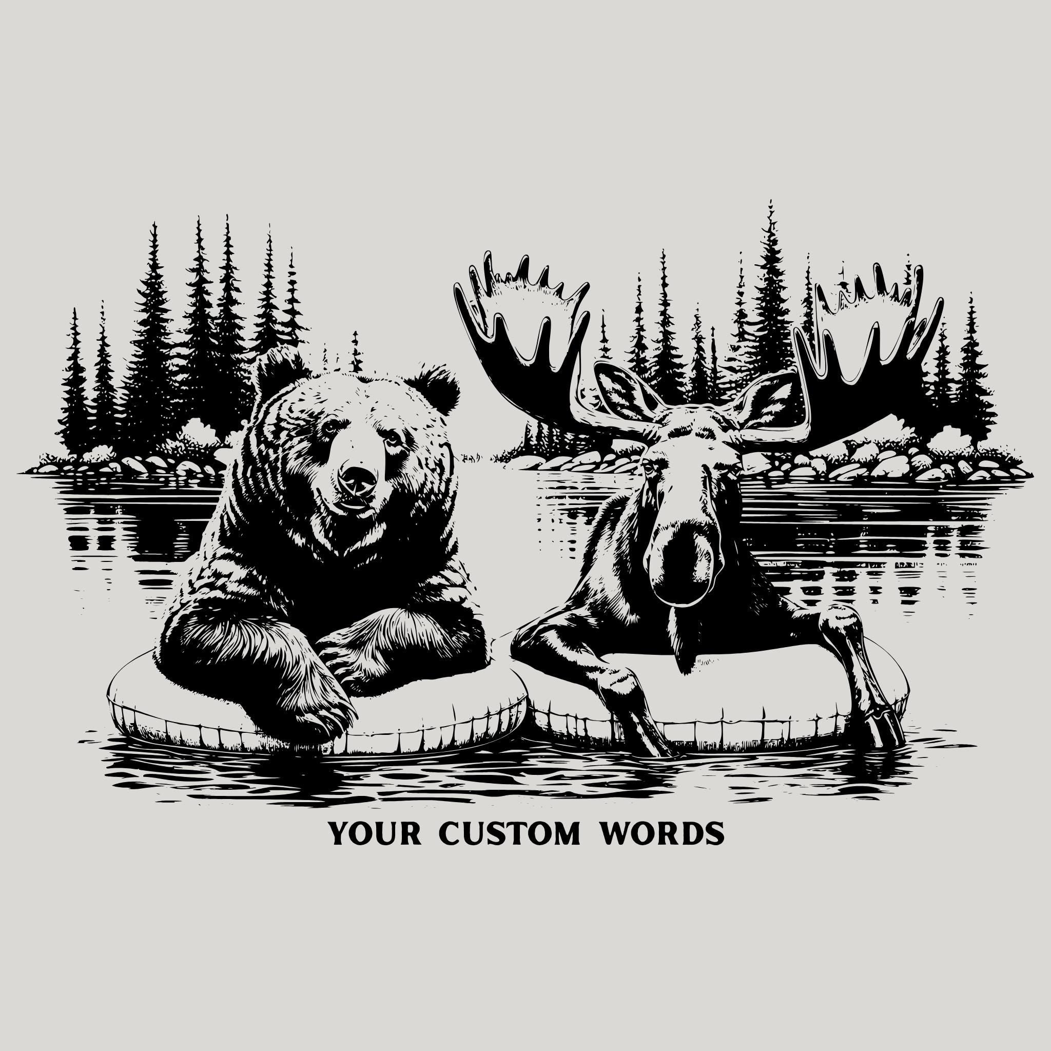 WHOLESALE Moose and Bear Pals Crewneck | Hoodie Sweatshirt 209-Sweatshirts-208 Tees Wholesale, Idaho