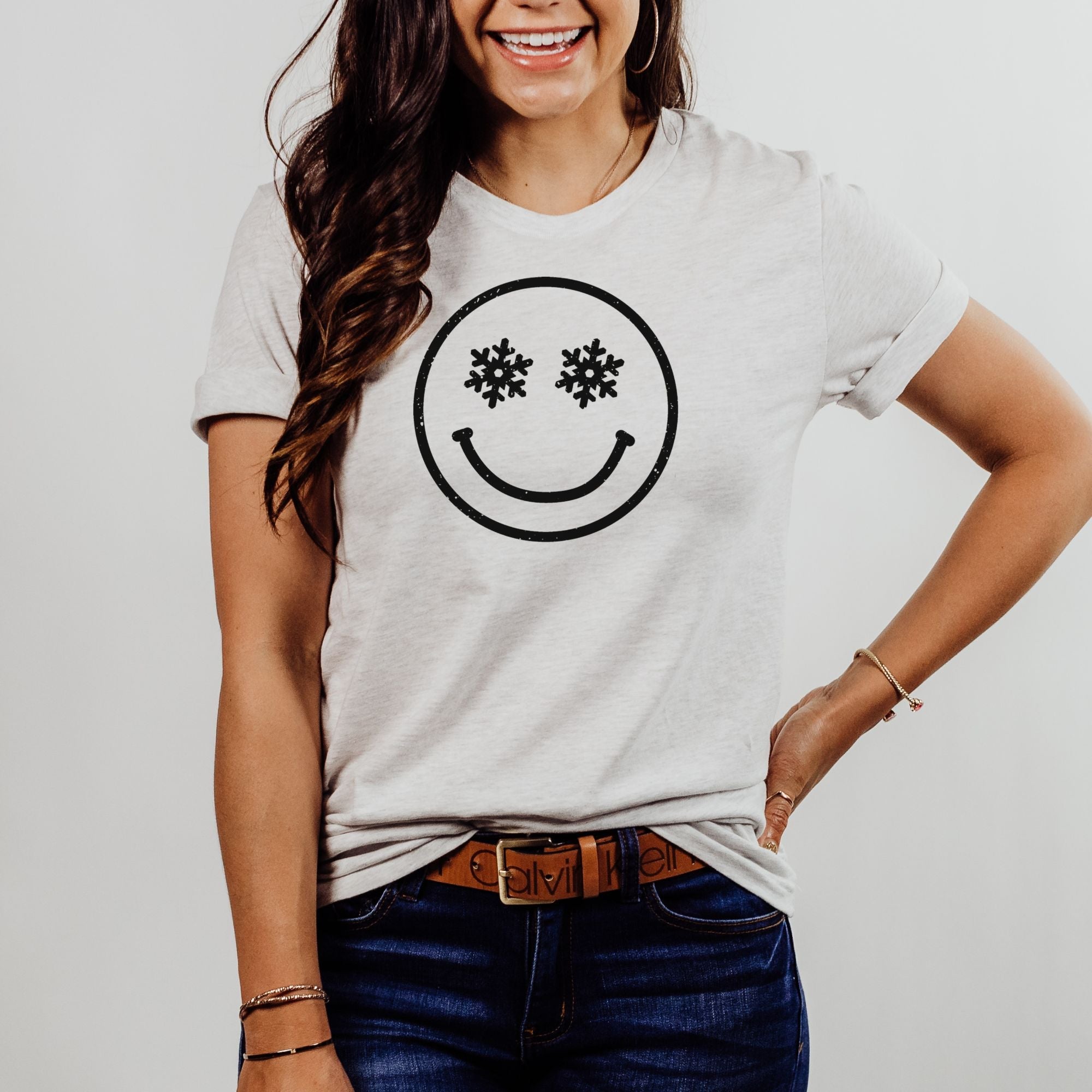 Nature Skiing Smiley Graphic Tee Long Sleeve 235-Graphic Tees-208 Tees Wholesale, Idaho