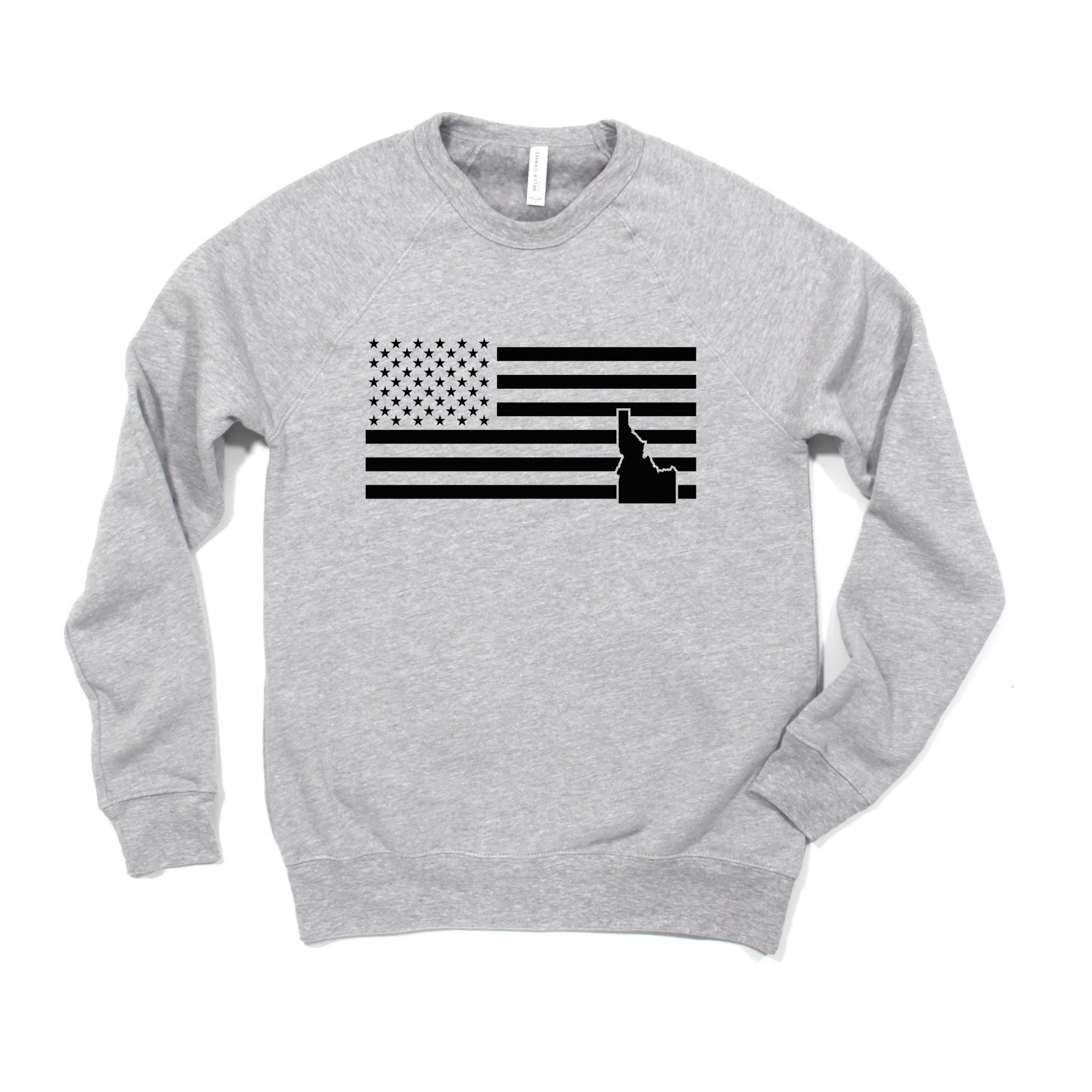 WHOLESALE American Flag Idaho State Crewneck | Hoodie Sweatshirt 149-Sweatshirts-208 Tees Wholesale, Idaho