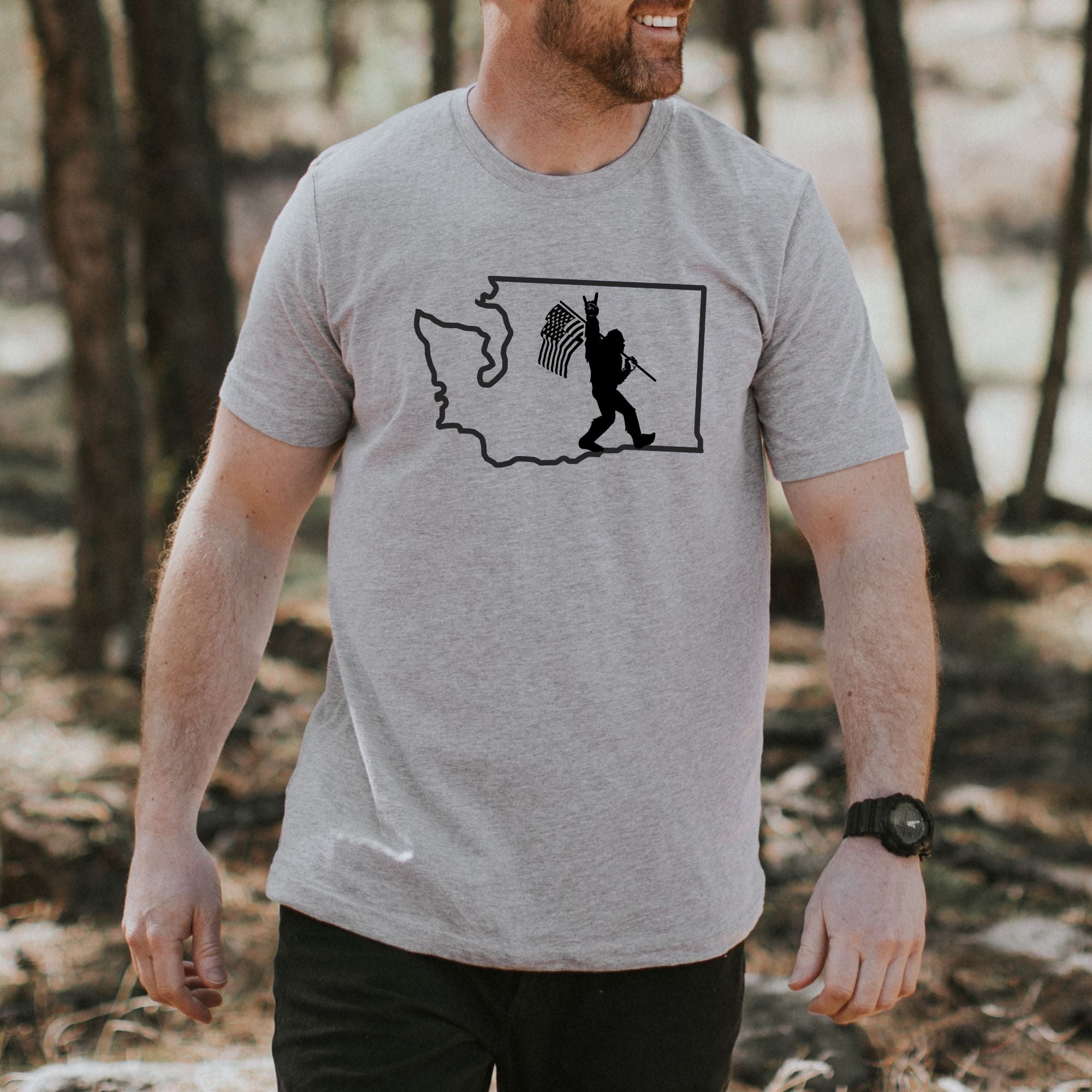 Washington Bigfoot Graphic Tee Long Sleeve 183-Graphic Tees-208 Tees Wholesale, Idaho