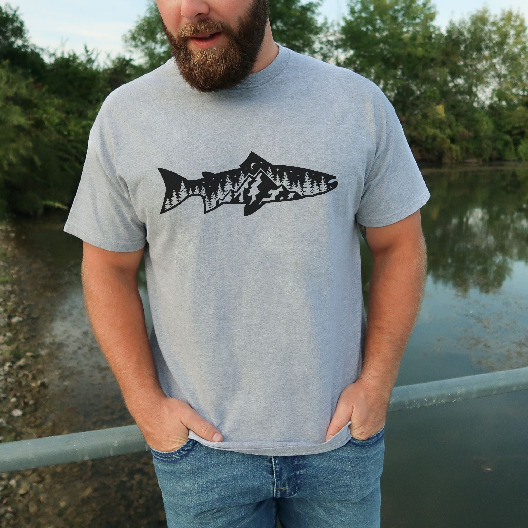 Trout Graphic Tee Long Sleeve 275-Graphic Tees-208 Tees Wholesale, Idaho