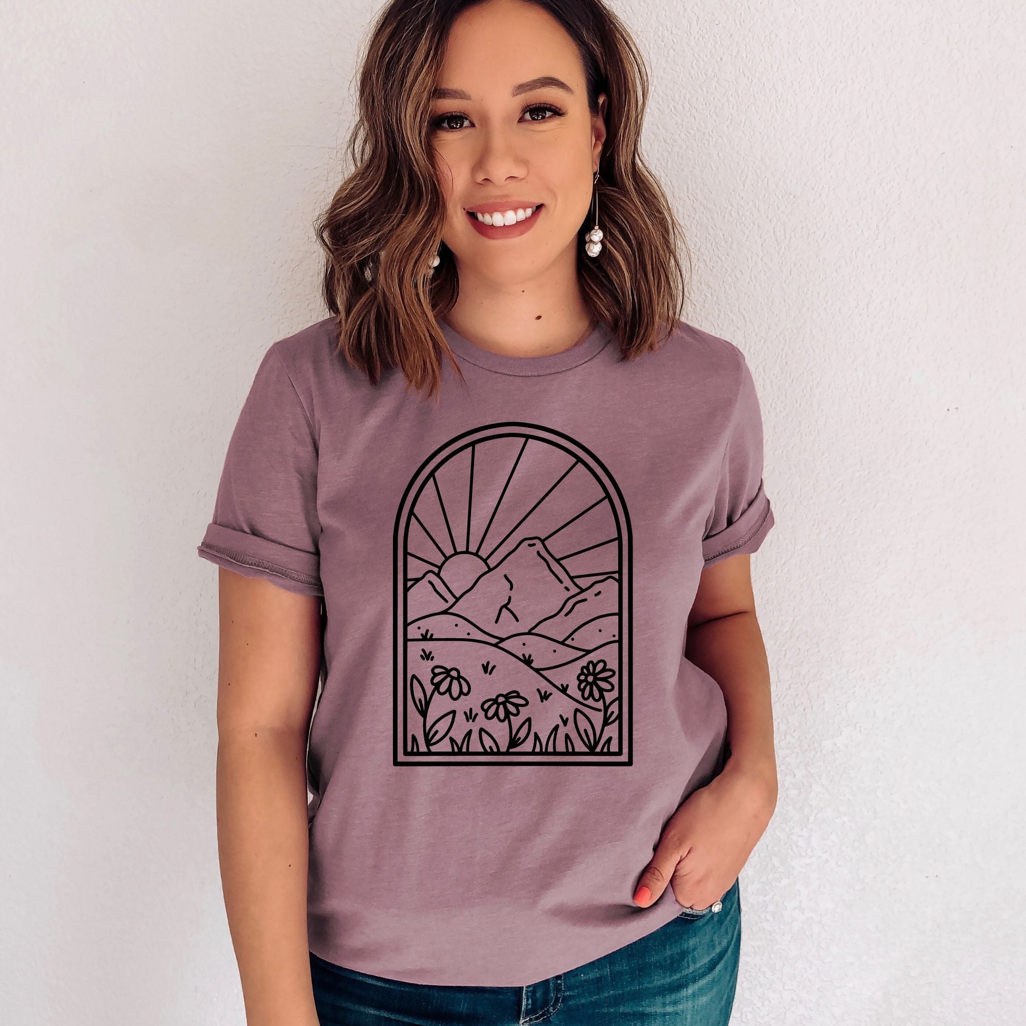 Simple Floral Nature Scene Graphic Tee Long Sleeve 289-Graphic Tees-208 Tees Wholesale, Idaho