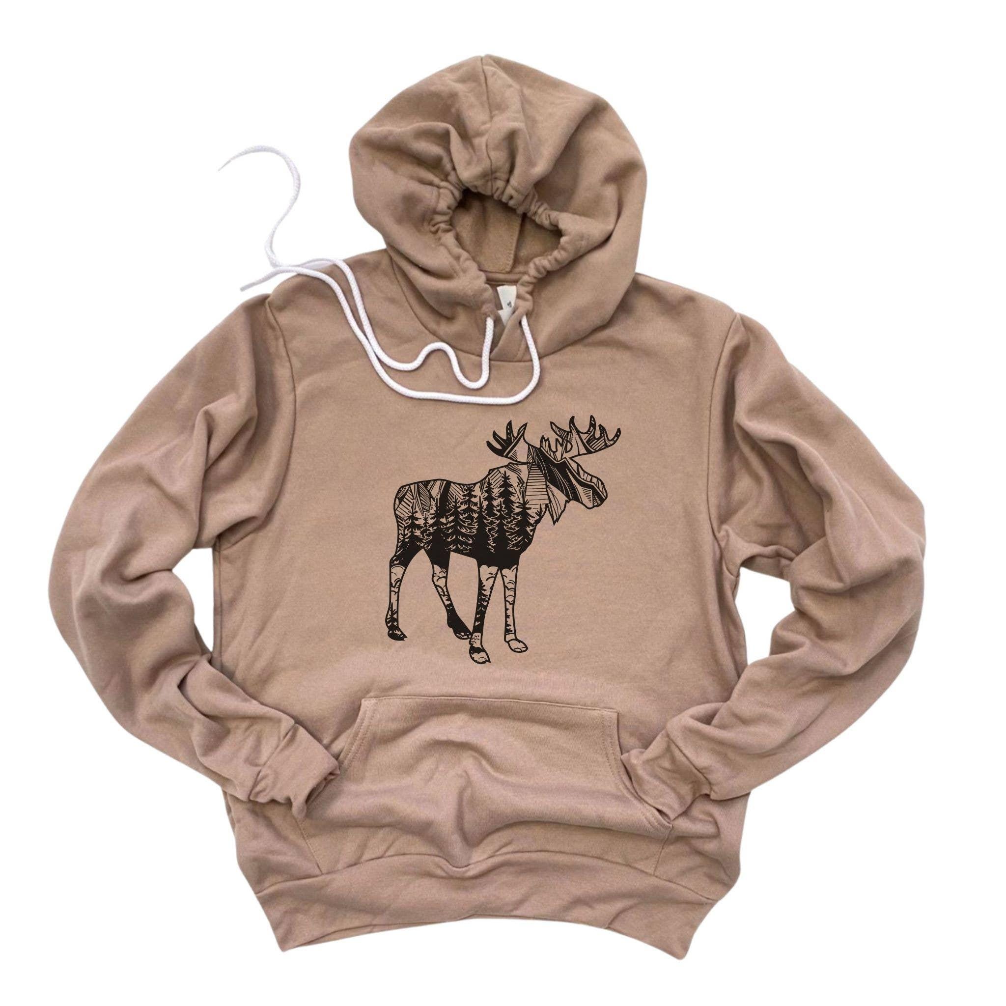 WHOLESALE Moose Outline Forest Hoodie Sweatshirt | Crewneck 024-Sweatshirts-208 Tees Wholesale, Idaho