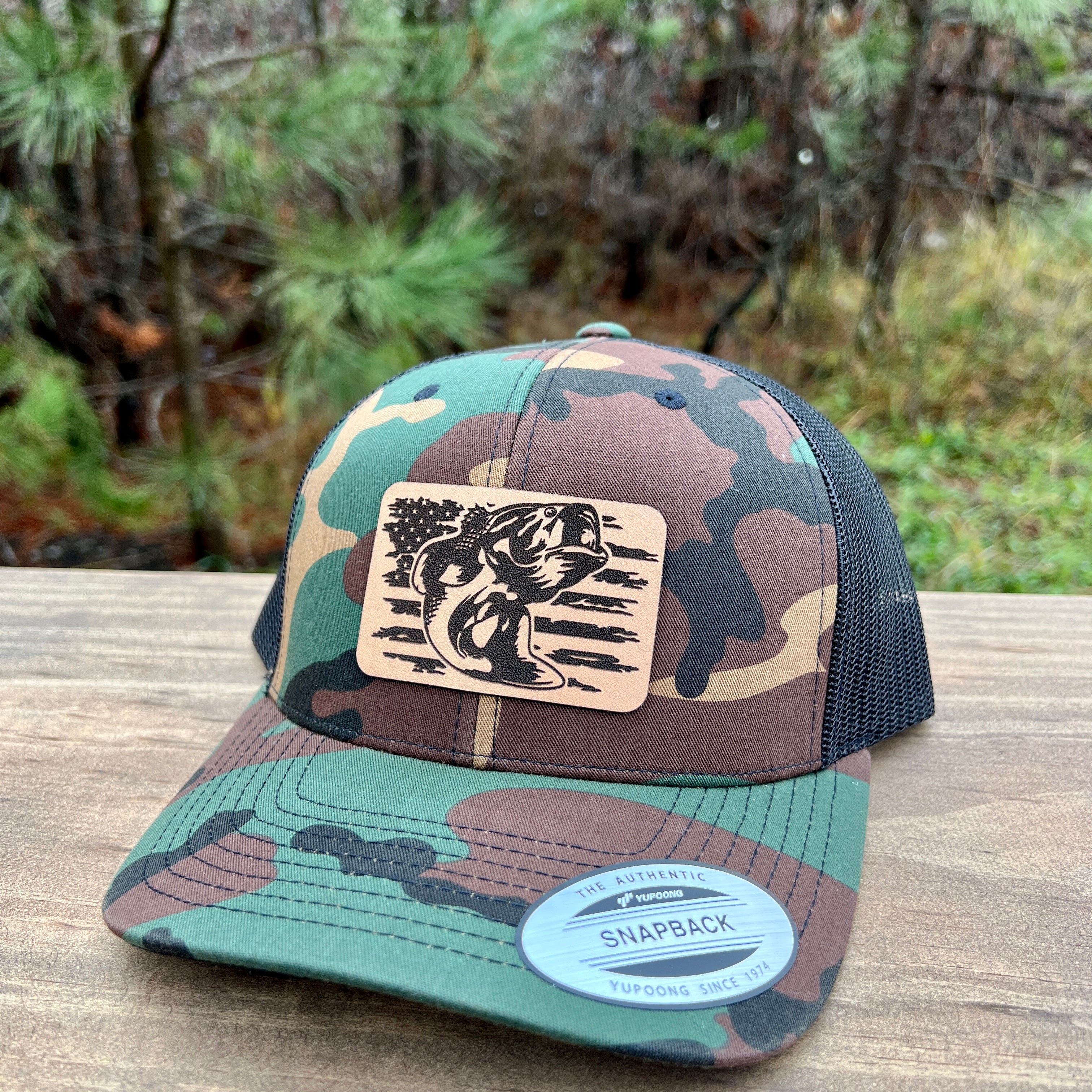 Bass Flag Fishing Hat-Hats-208 Tees Wholesale, Idaho