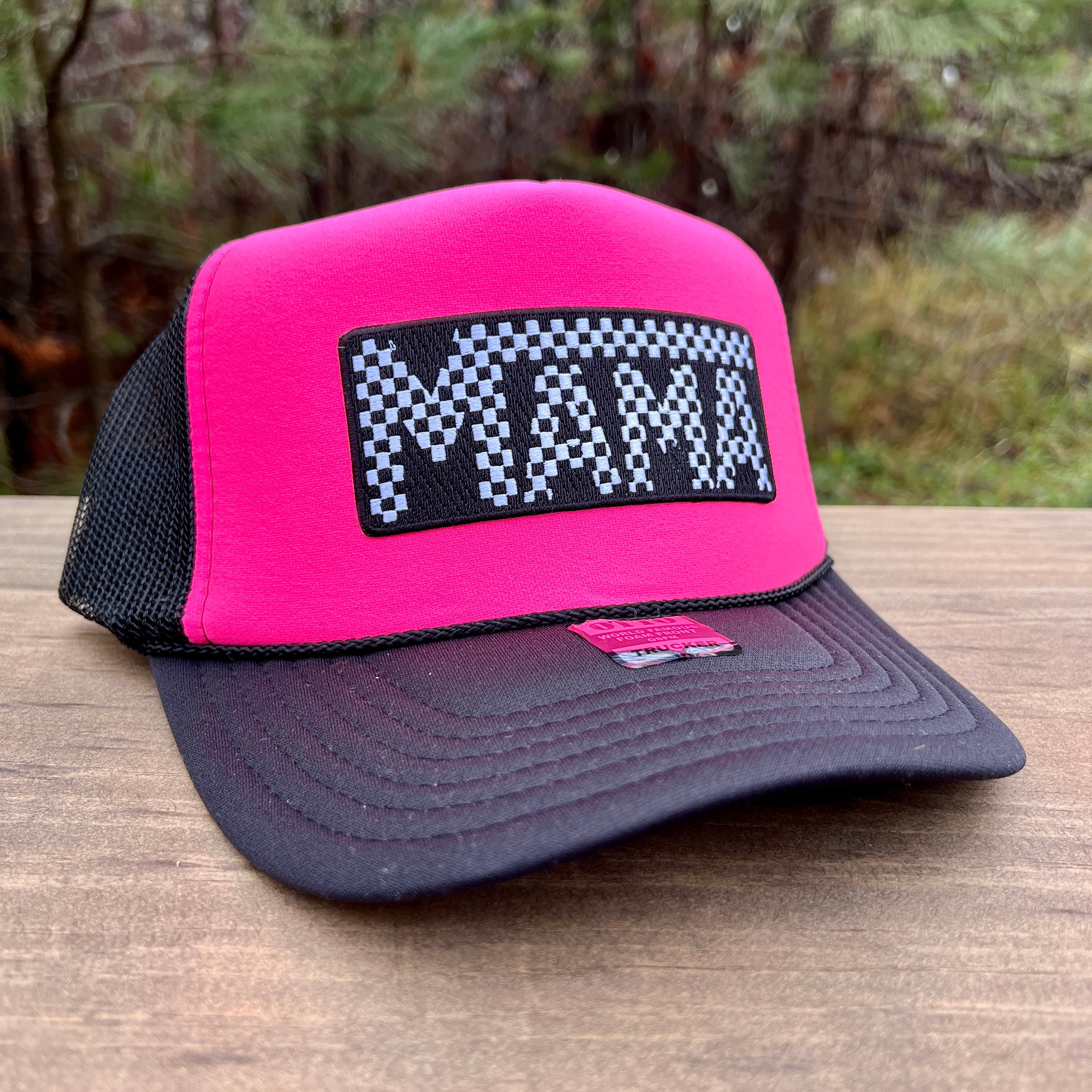 Mama Checkered Patch Foam Trucker-Hats-208 Tees Wholesale, Idaho