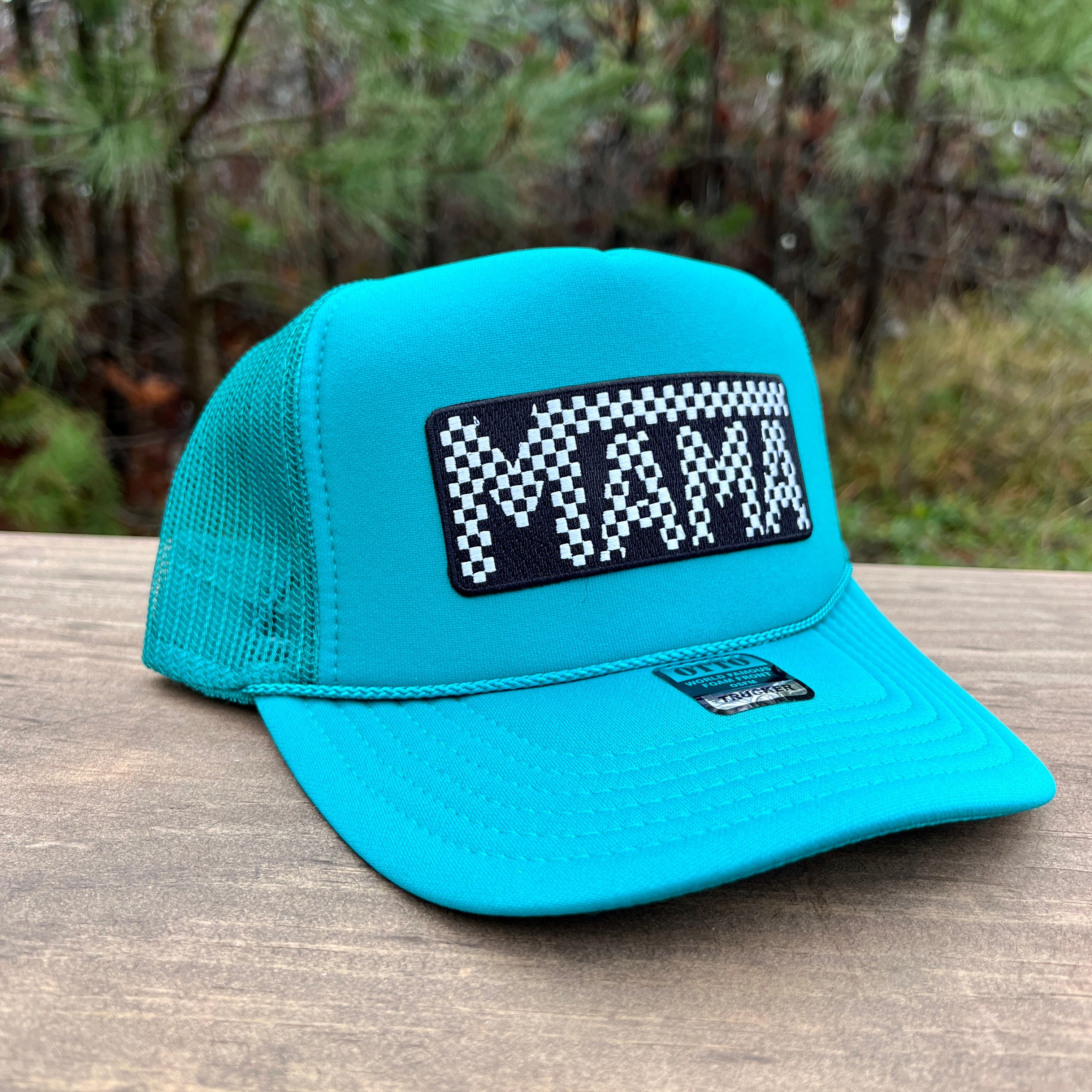 Mama Checkered Patch Foam Trucker-Hats-208 Tees Wholesale, Idaho