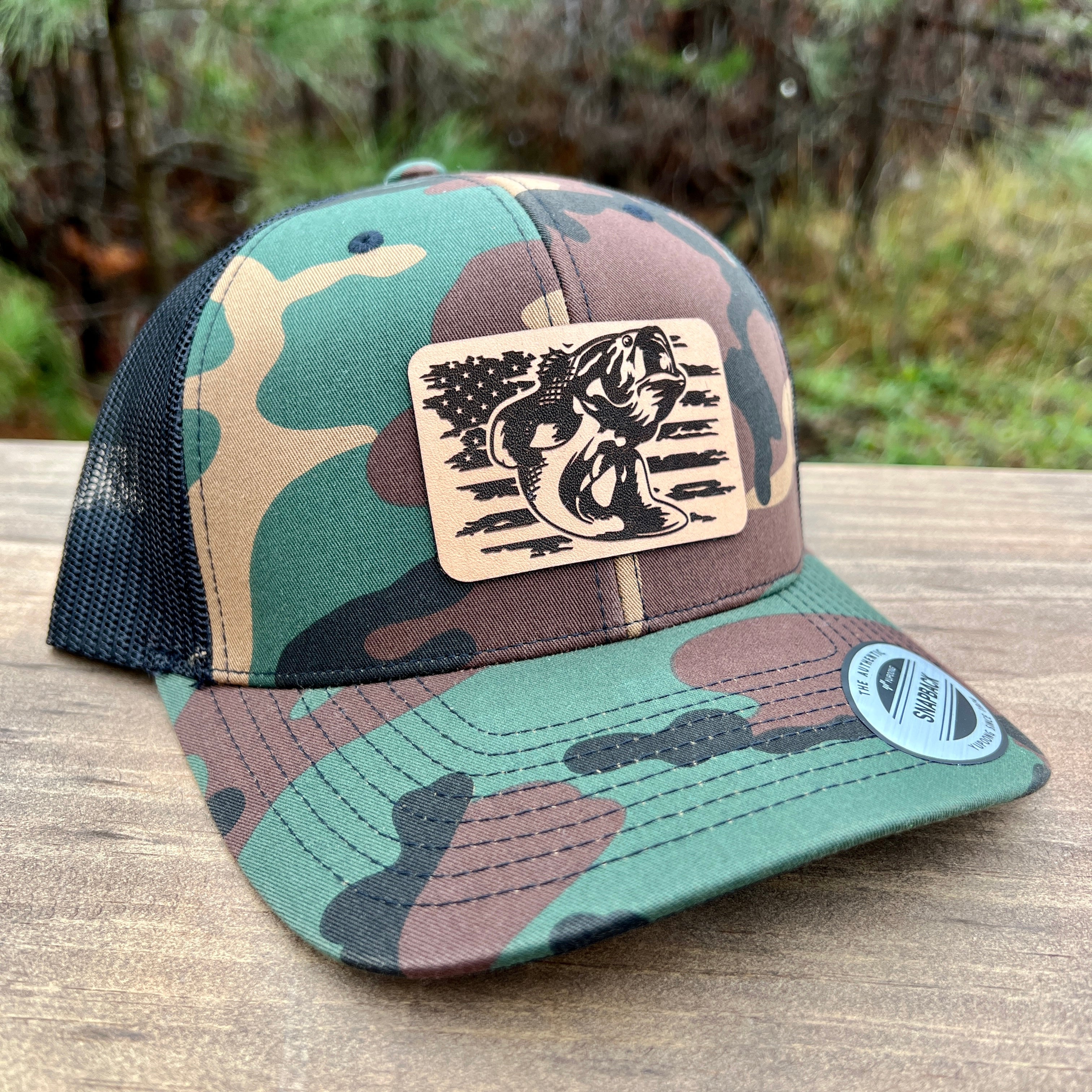 Bass Flag Fishing Hat-Hats-208 Tees Wholesale, Idaho