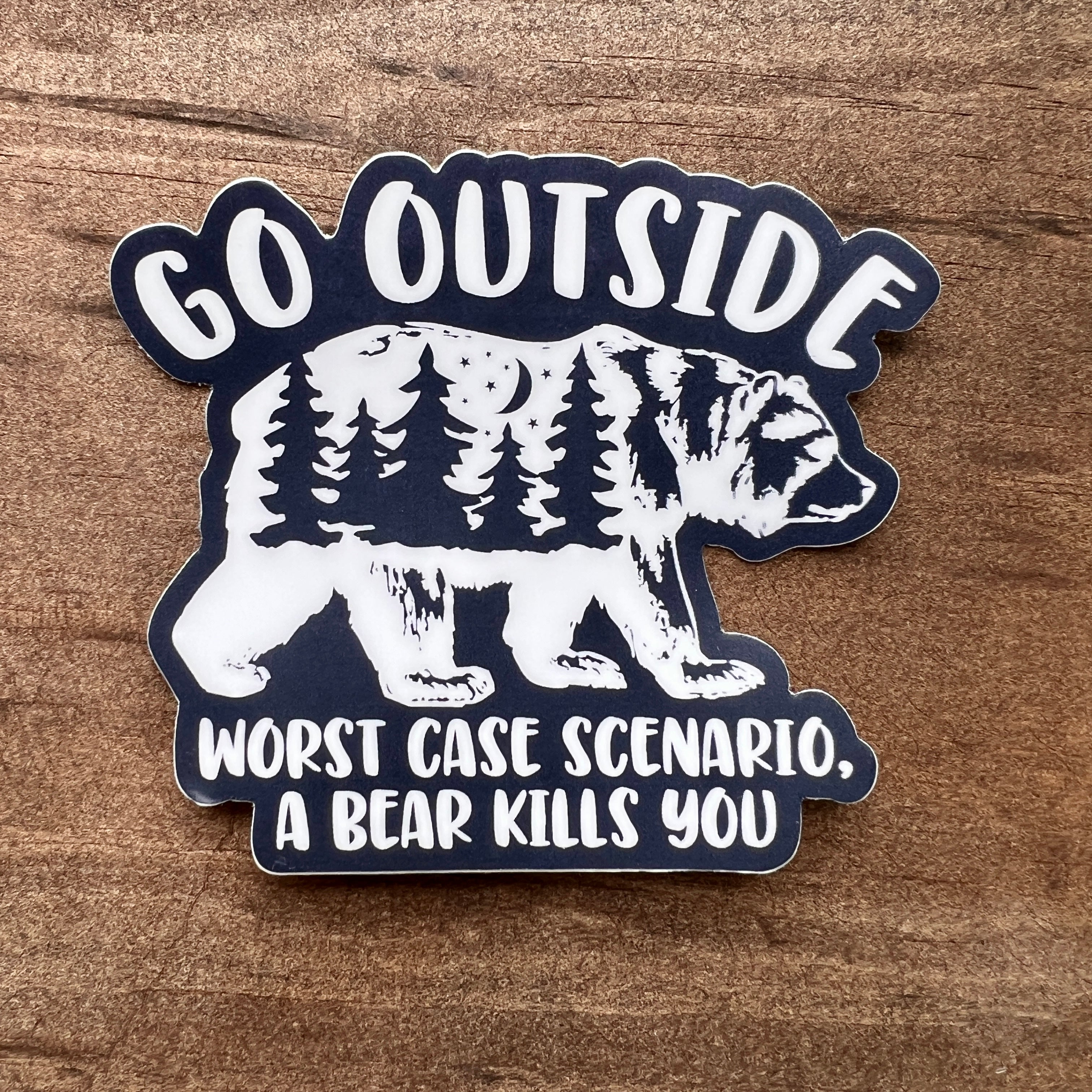 Go Outside Bear Sticker-Sticker-208 Tees Wholesale, Idaho