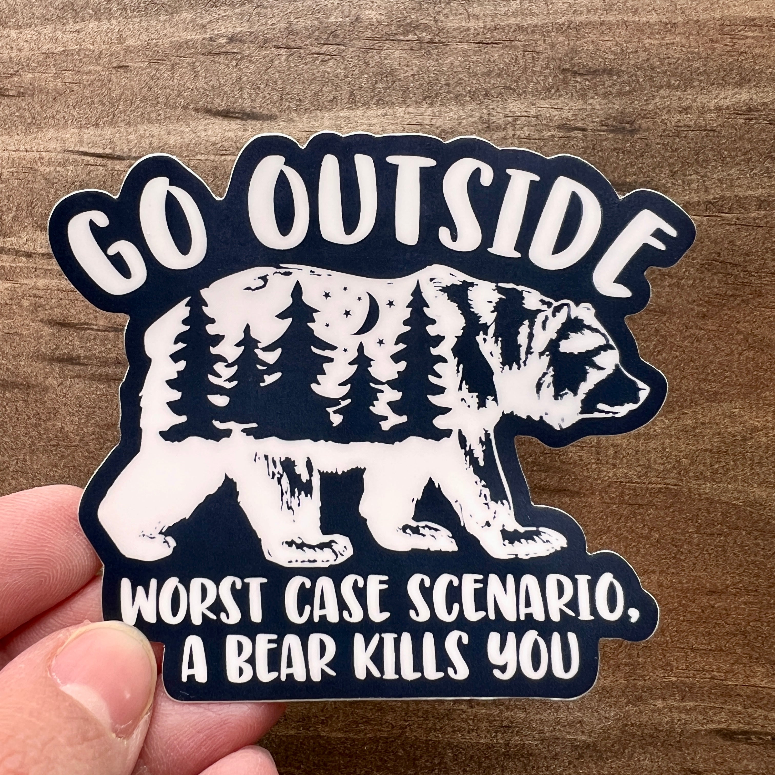 Go Outside Bear Sticker-Sticker-208 Tees Wholesale, Idaho