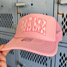 Mama Pink Checkered Otto Foam Front Trucker Hat-Hats-208 Tees Wholesale, Idaho