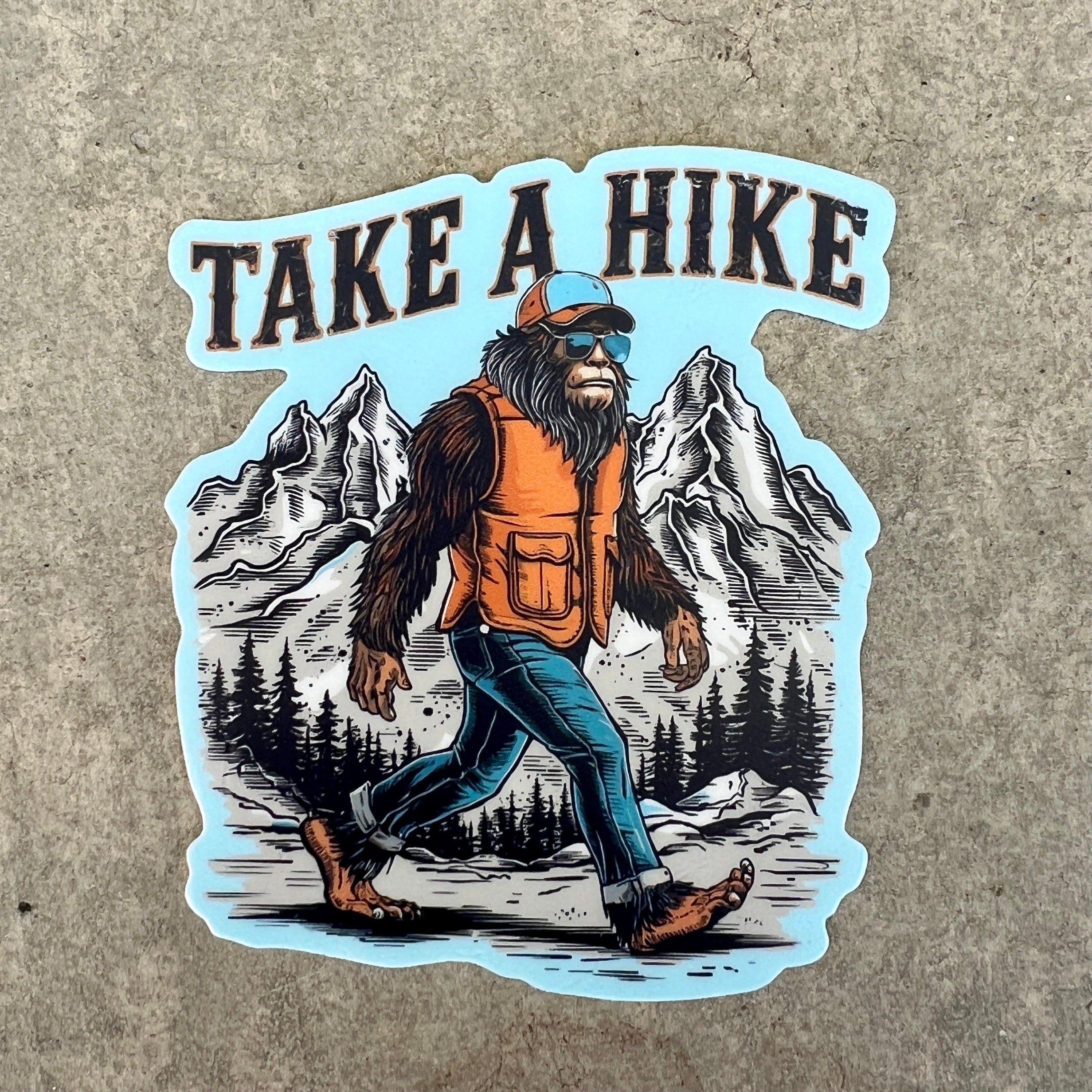 Bigfoot Hiking Sasquatch Sticker-Sticker-208 Tees Wholesale, Idaho