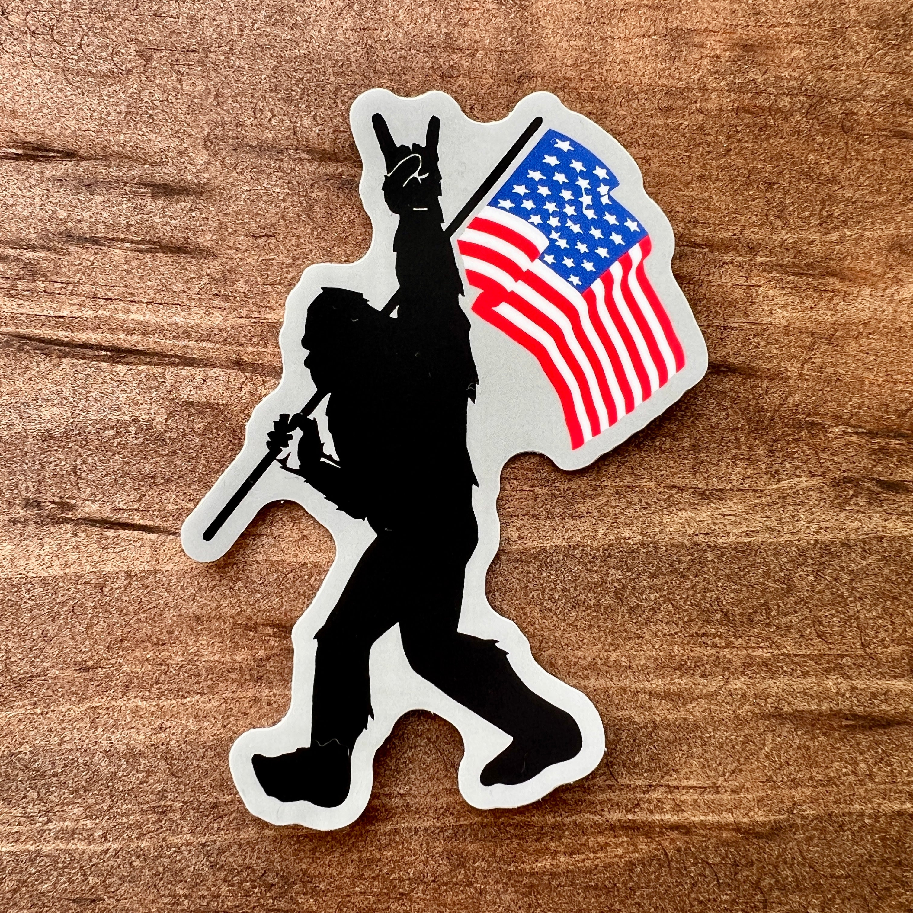 Bigfoot Carrying Flag Sticker-Sticker-208 Tees Wholesale, Idaho