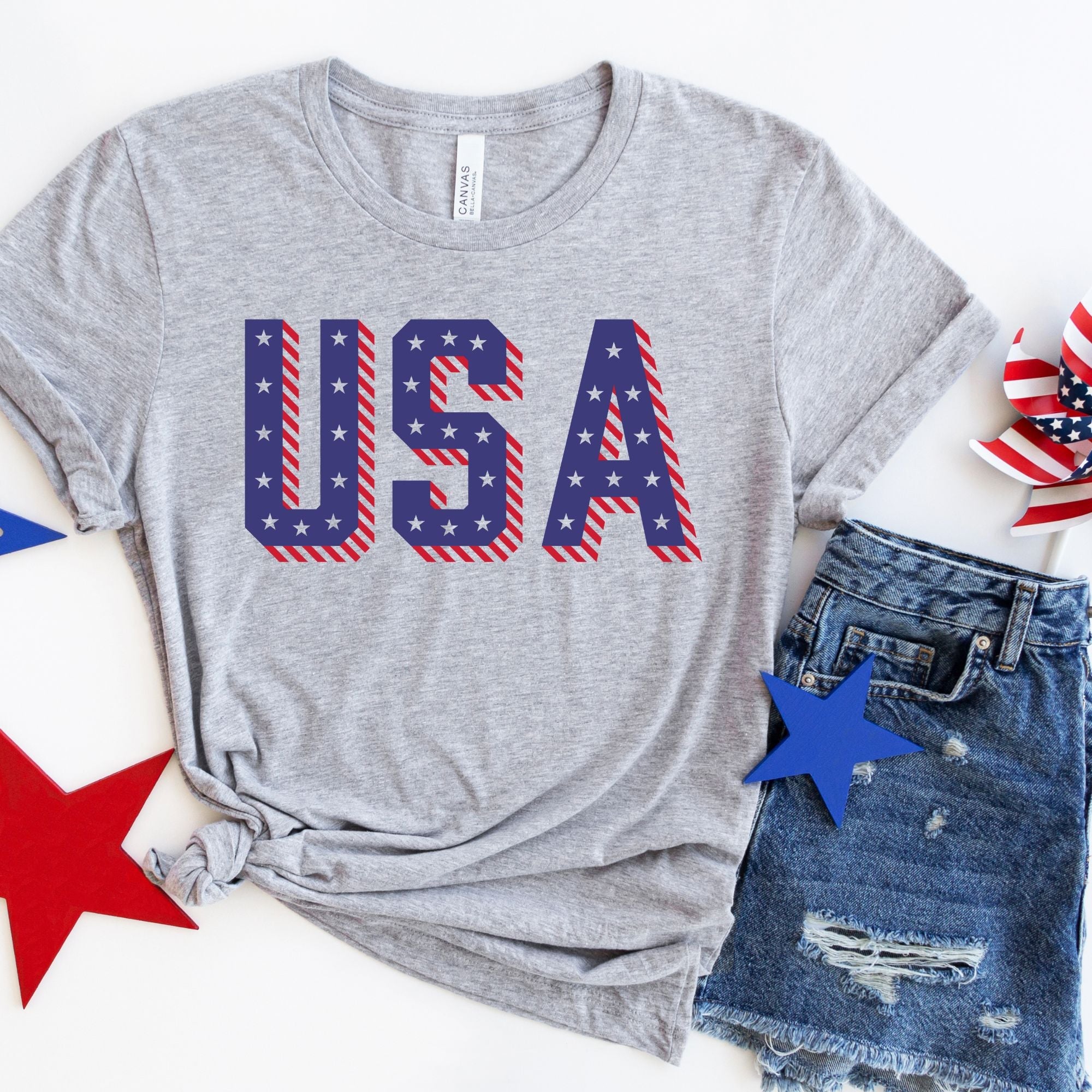 USA T Shirt for 4th Of July *UNISEX FIT*-Graphic Tees-208 Tees Wholesale, Idaho