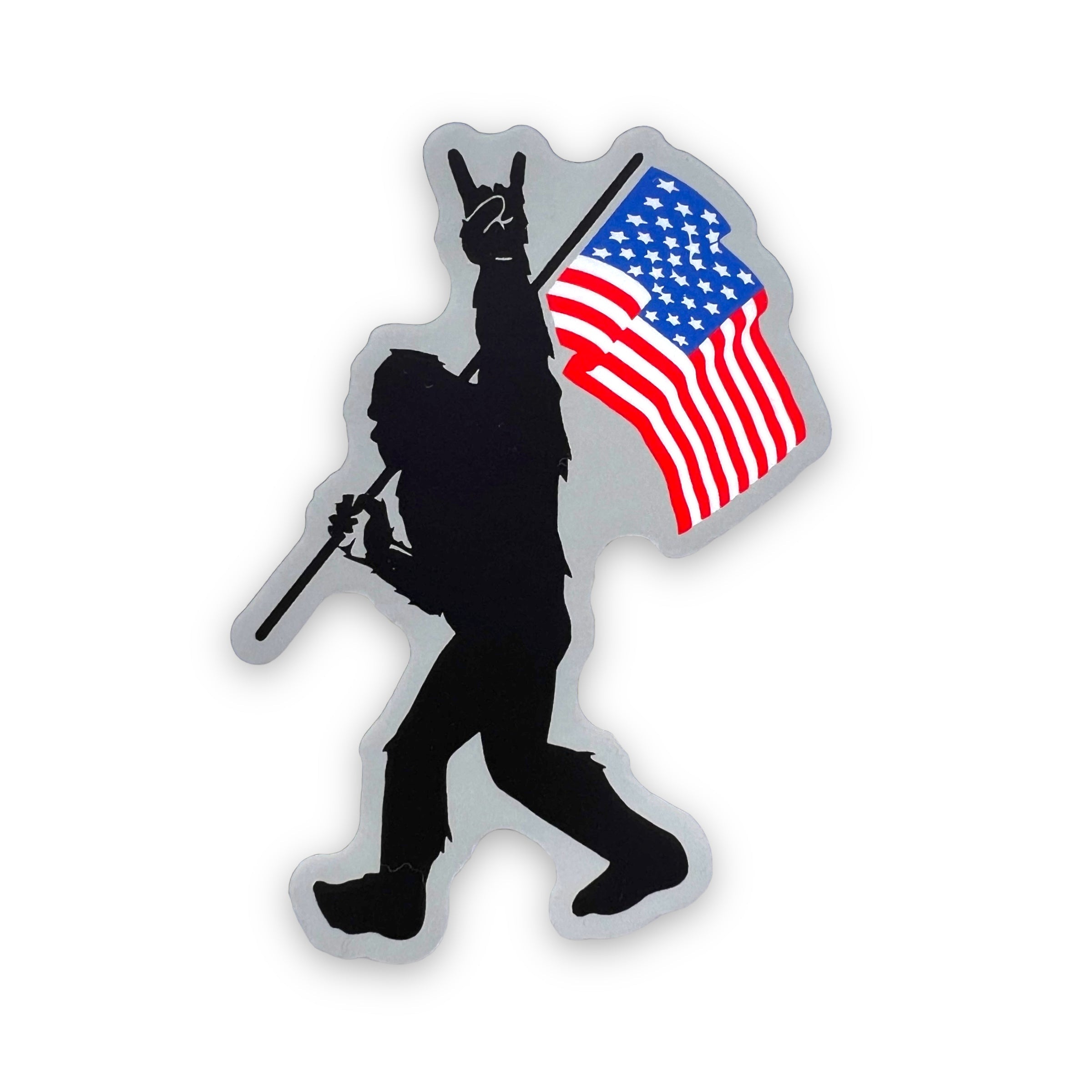 Bigfoot Carrying Flag Sticker-Sticker-208 Tees Wholesale, Idaho