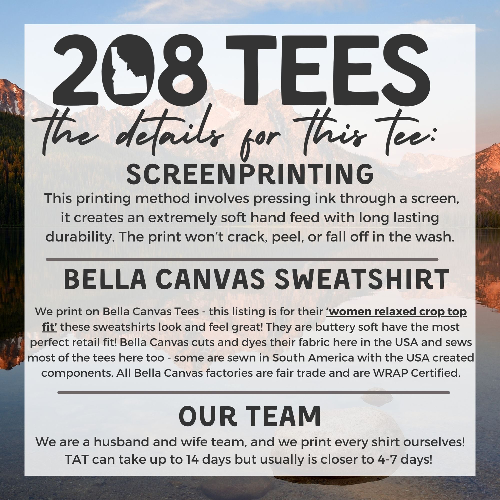 Support Small Business Bella Canvas Cropped Sweatshirt or Crop Hoodie *Women's Crop Fit*-208 Tees Wholesale, Idaho