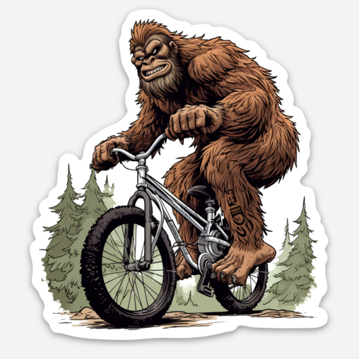 Bigfoot Mountain Biking Vinyl Sticker for Nature Lovers-Sticker-208 Tees Wholesale, Idaho