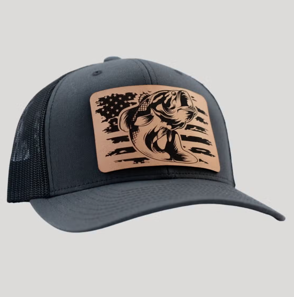 Bass Flag Fishing Hat-Hats-208 Tees Wholesale, Idaho