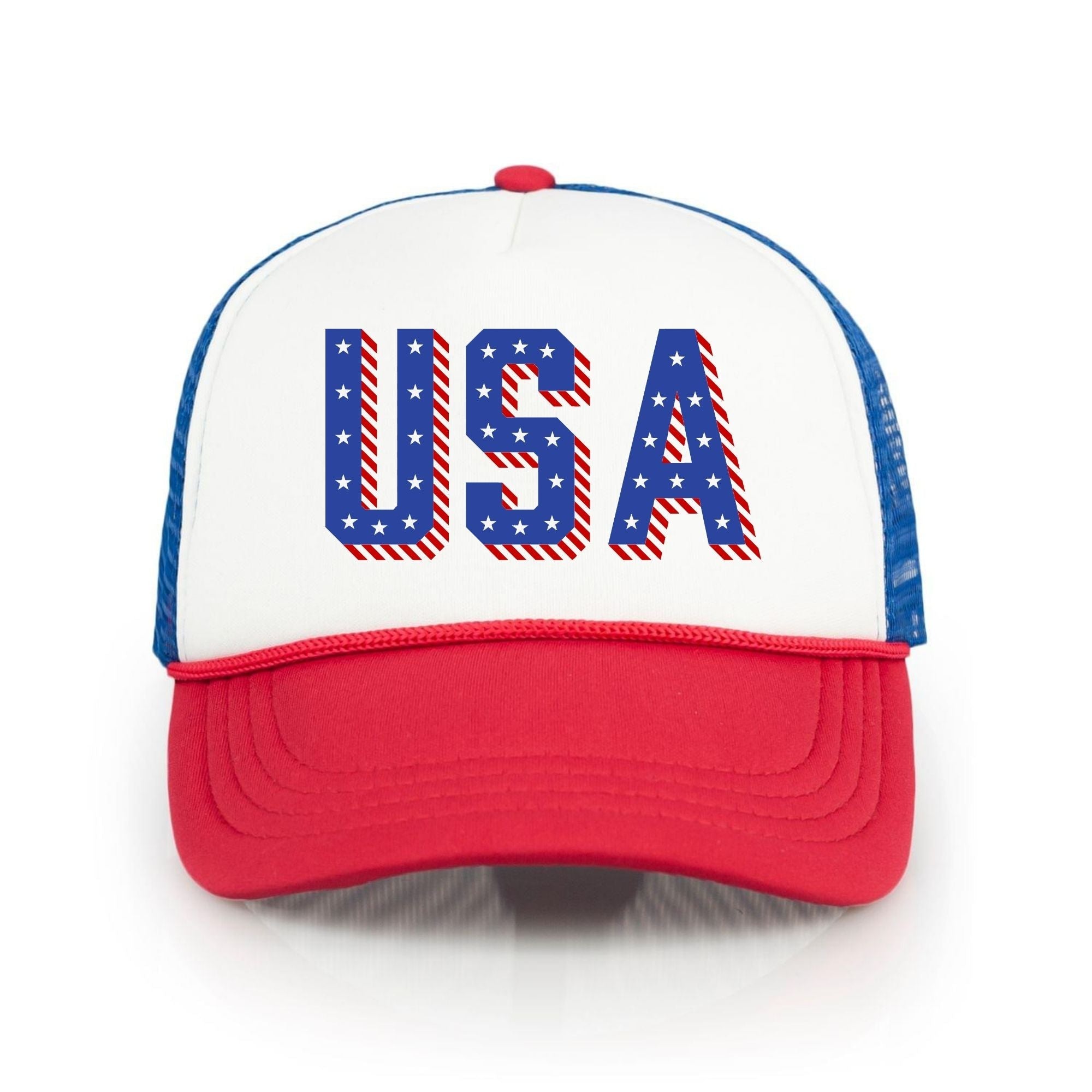 USA Stars Flag 4th of July Trucker Hat-Hats-208 Tees Wholesale, Idaho