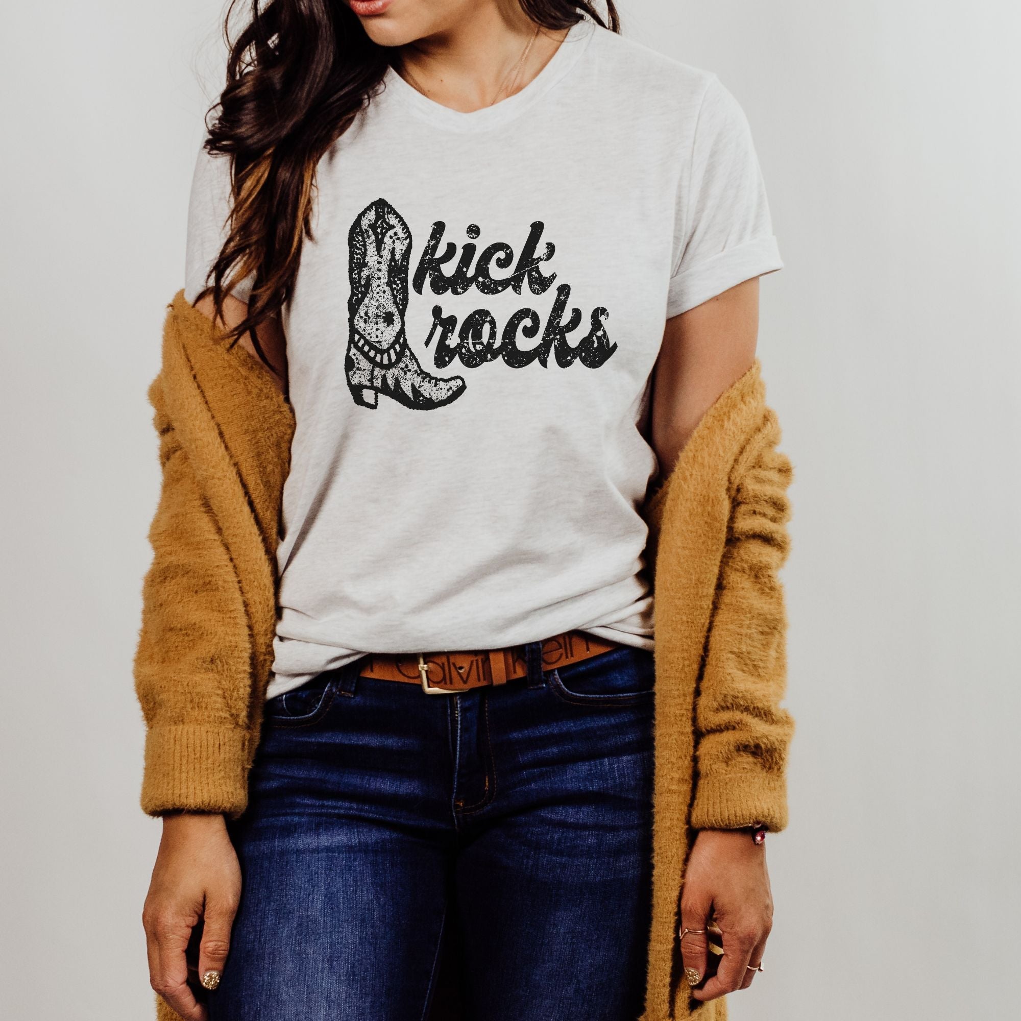 Kick Rocks Western Graphic Tee Long Sleeve 199-Graphic Tees-208 Tees Wholesale, Idaho