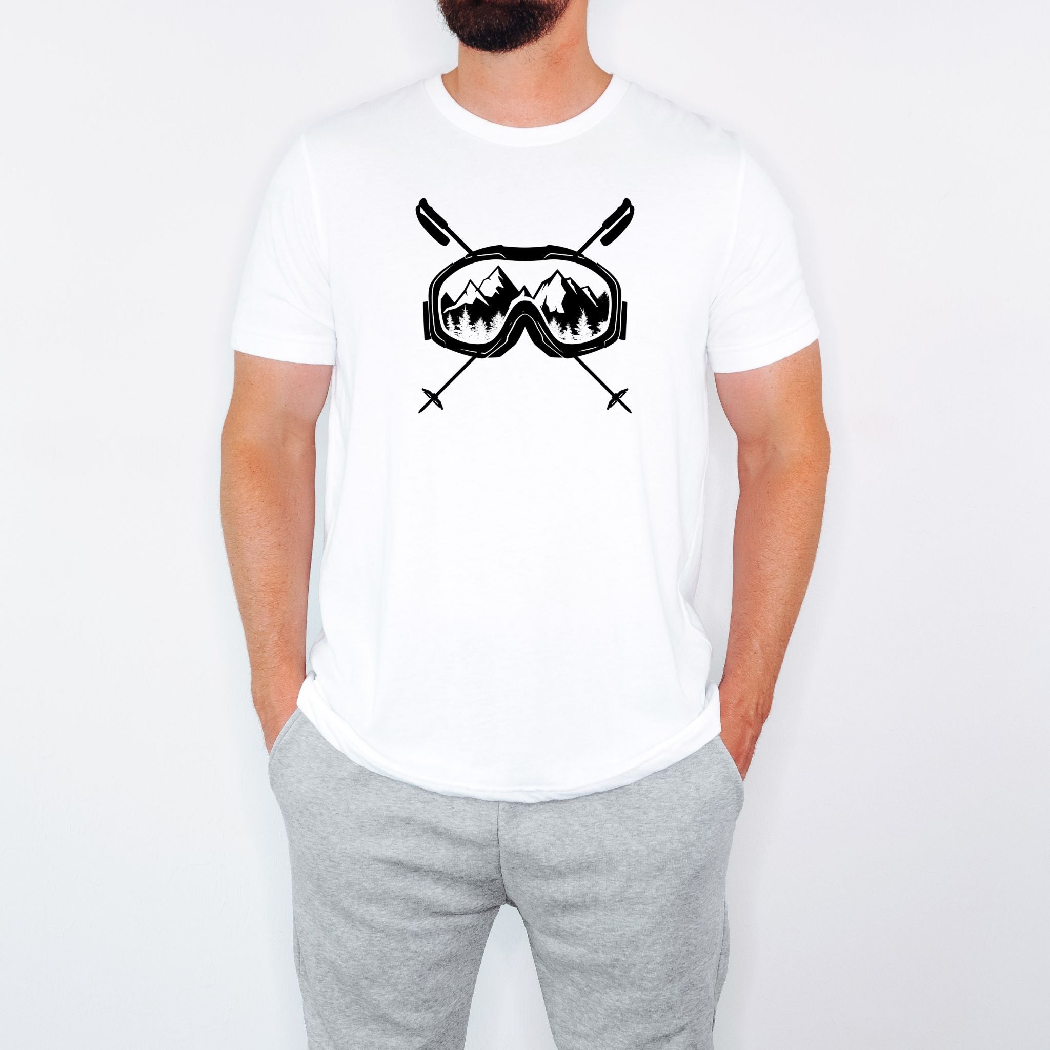 Ski Goggles Mountain View Graphic Tee Long Sleeve 030-Graphic Tees-208 Tees Wholesale, Idaho