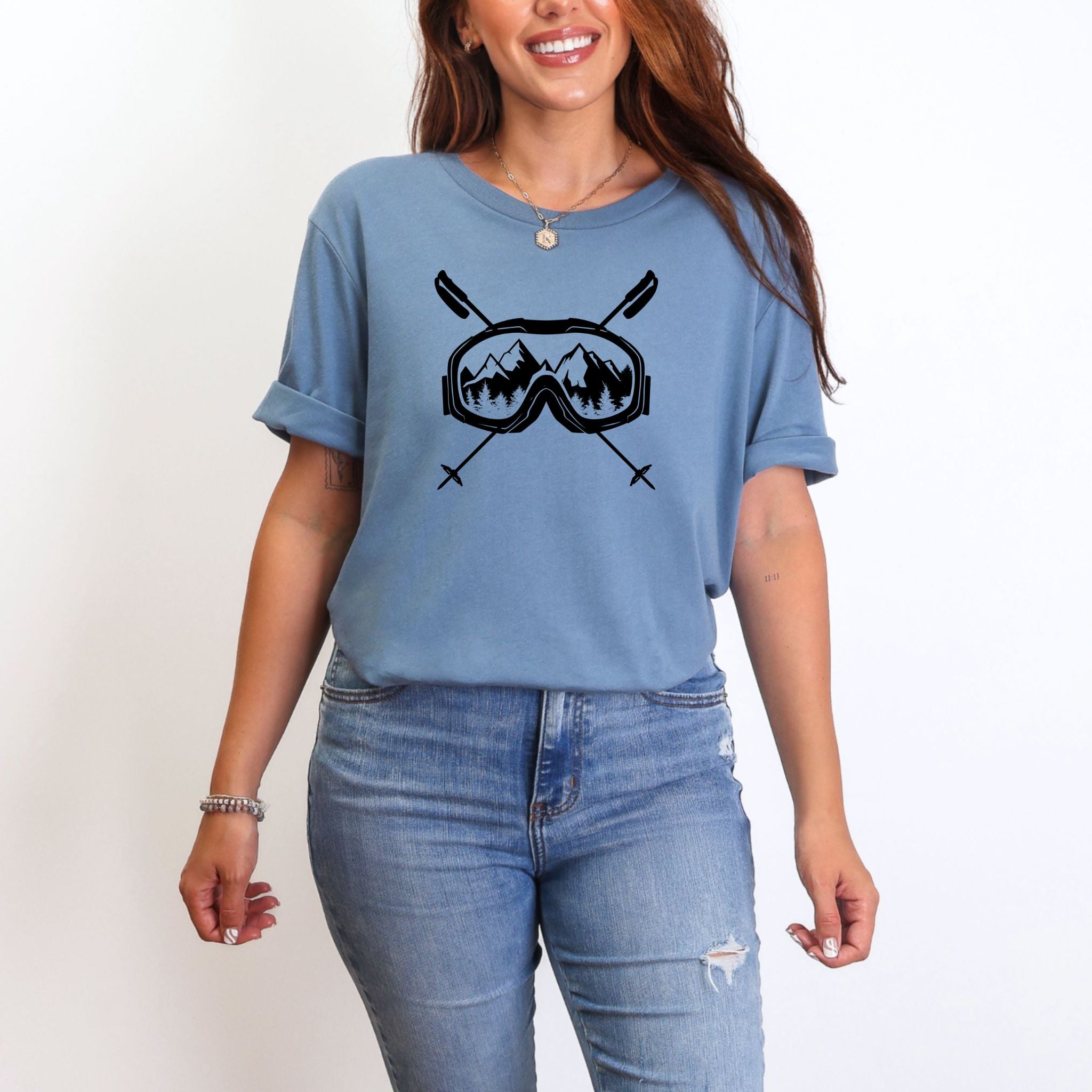 Ski Goggles Mountain View Graphic Tee Long Sleeve 030-Graphic Tees-208 Tees Wholesale, Idaho