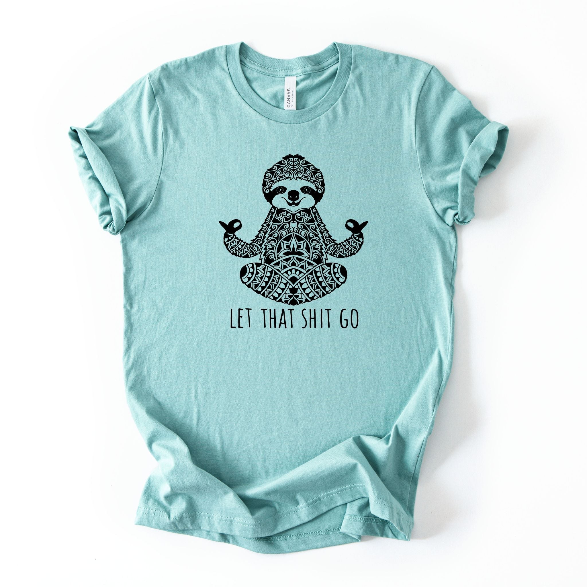 Let That Shit Go Sloth Yoga Graphic Tee Long Sleeve 045-Graphic Tees-208 Tees Wholesale, Idaho