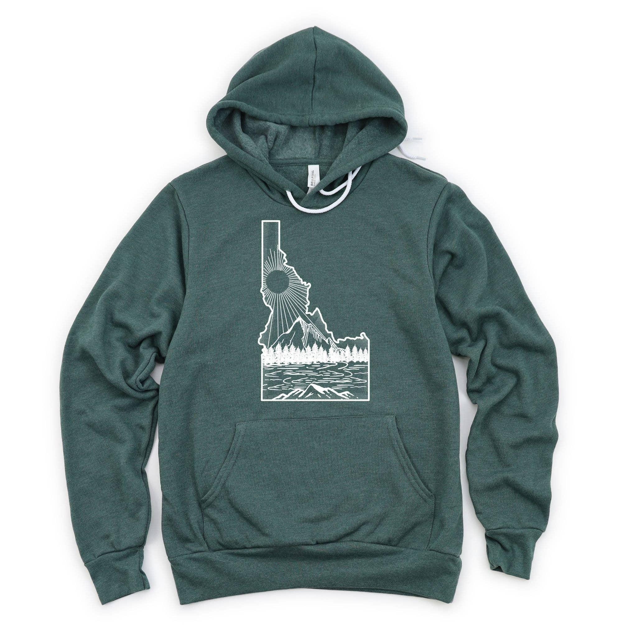 WHOLESALE Idaho State Sun & Mountain Hoodie Sweatshirt | Crewneck 020-Sweatshirts-208 Tees Wholesale, Idaho