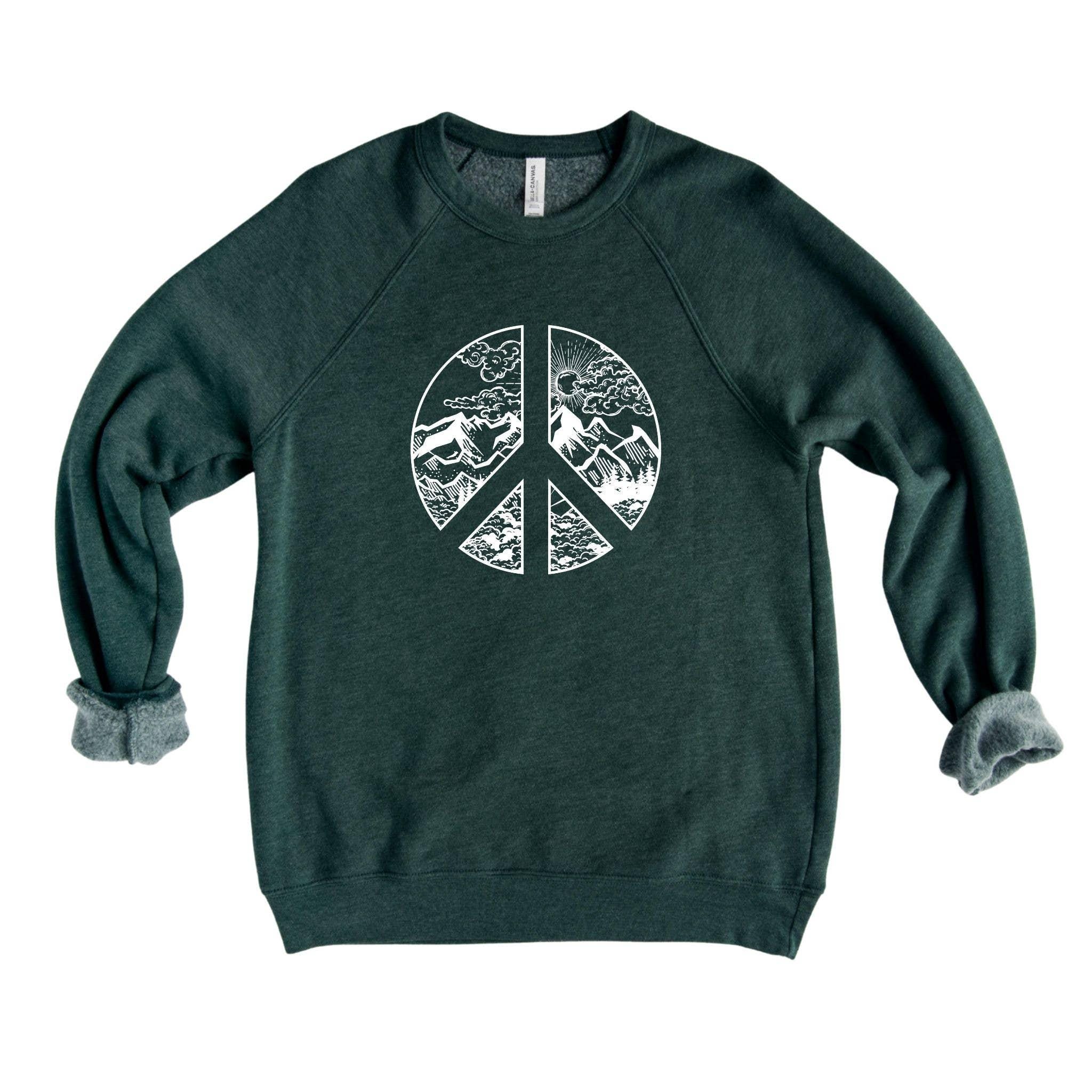 WHOLESALE Peace Sign Mountain Hoodie Sweatshirt | SOO Soft 002-Sweatshirts-208 Tees Wholesale, Idaho