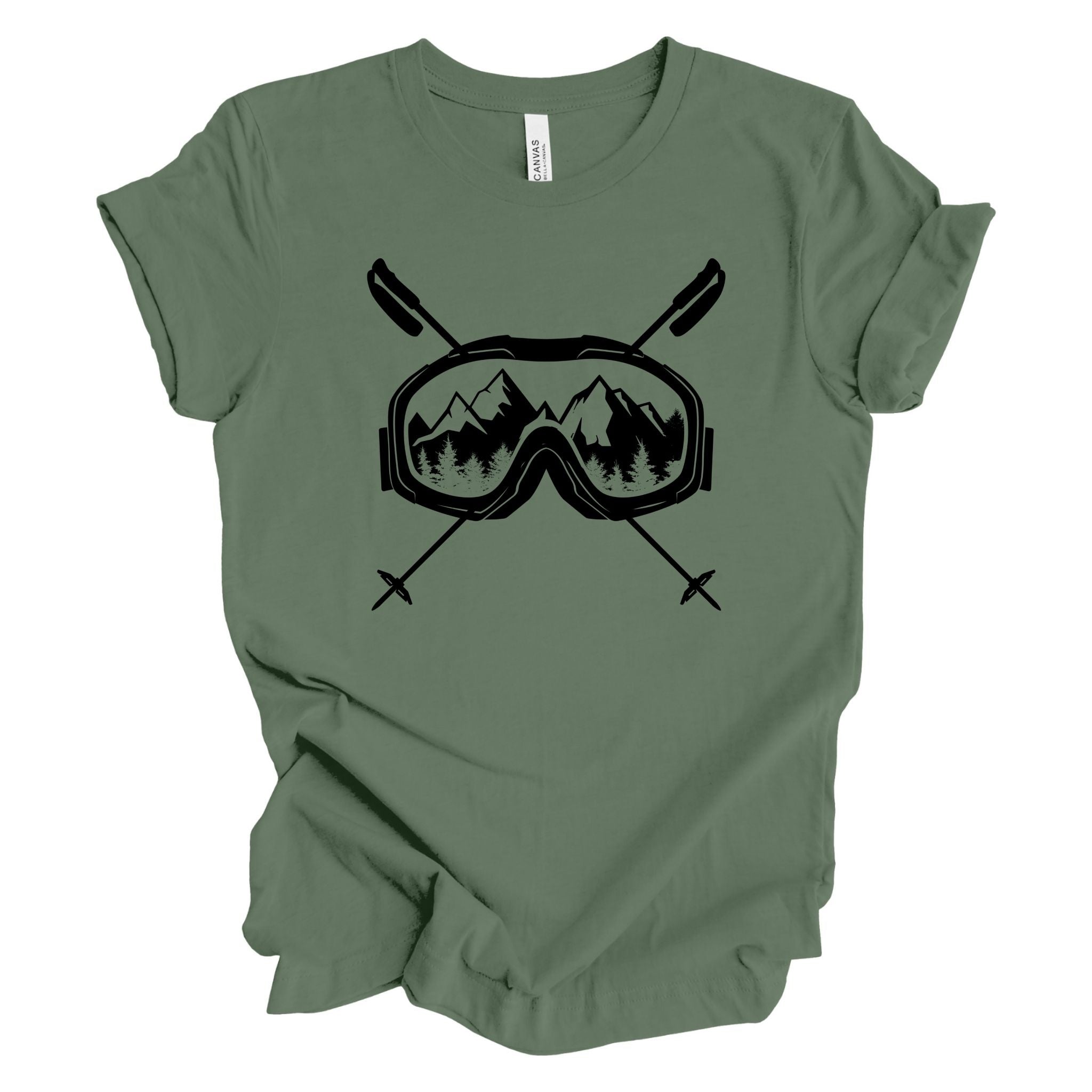 Ski Goggles Mountain View Graphic Tee Long Sleeve 030-Graphic Tees-208 Tees Wholesale, Idaho