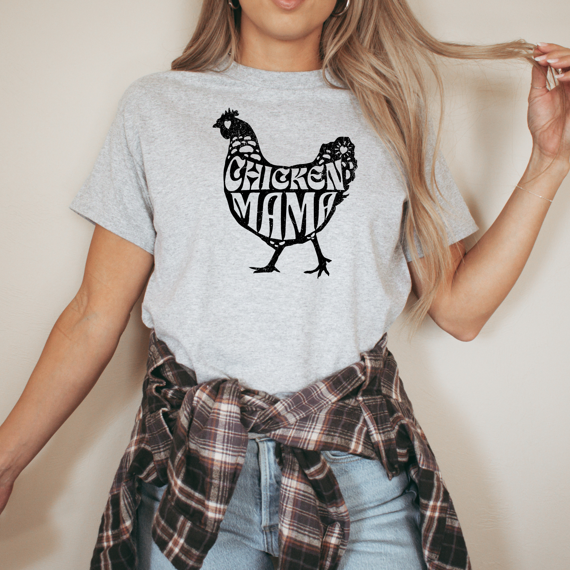 Chicken Mama Graphic Tee Long Sleeve Soft 044-Graphic Tees-208 Tees Wholesale, Idaho