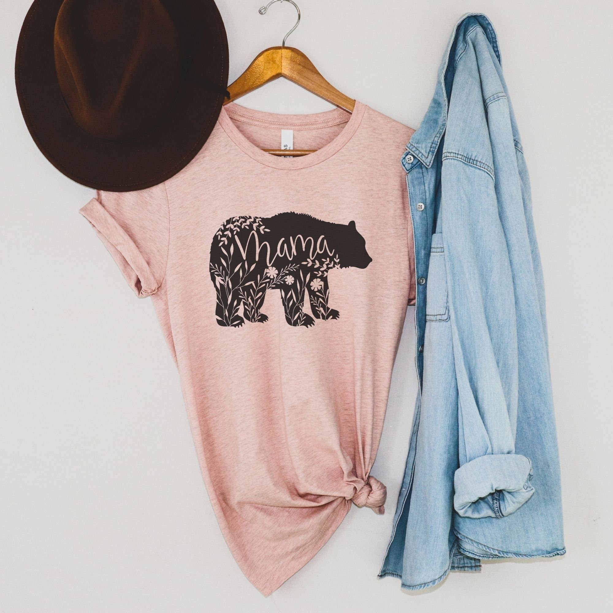 Mama Bear Floral Graphic Tee Long Sleeve 105-Graphic Tees-208 Tees Wholesale, Idaho