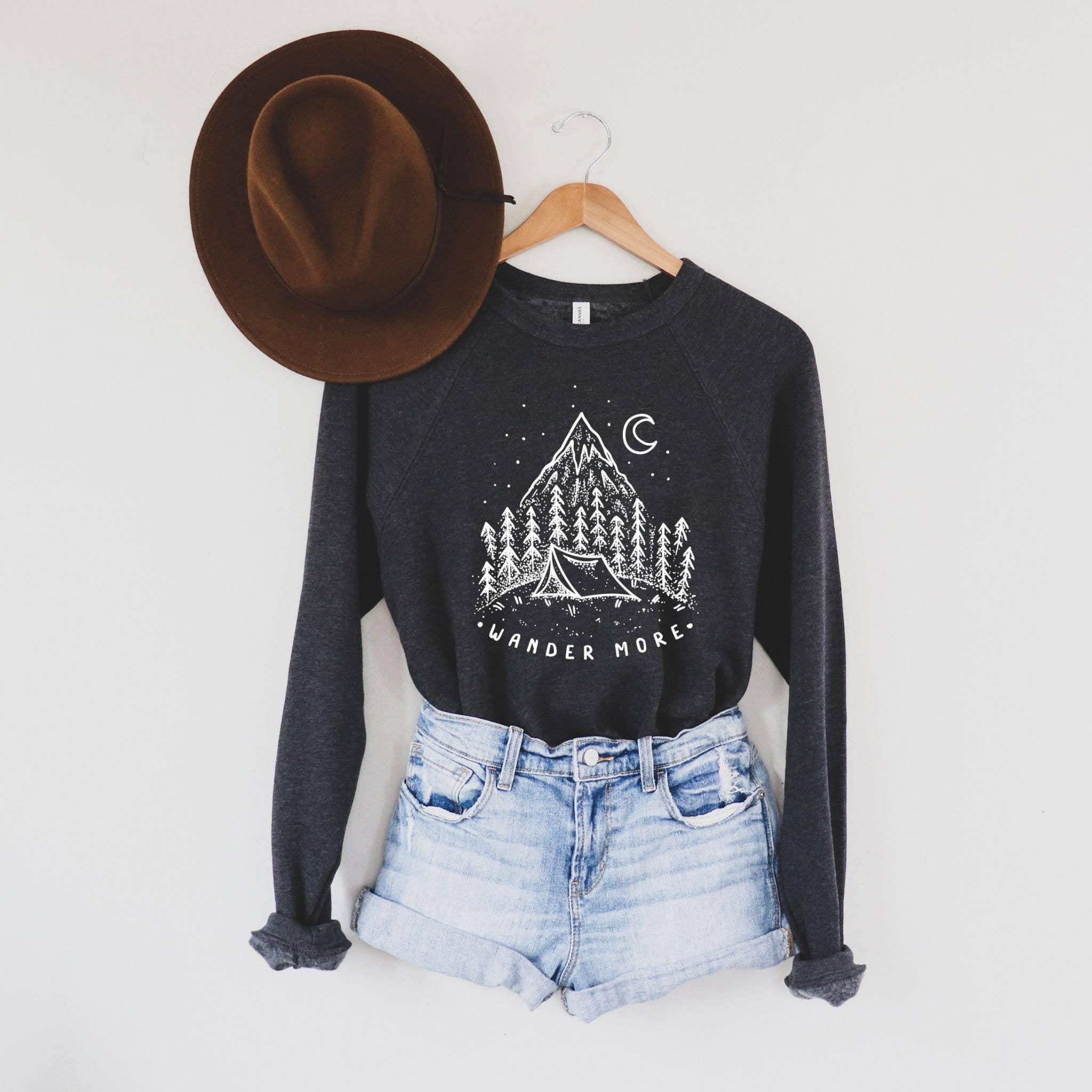 WHOLESALE Wander More Crewneck Sweatshirt | Outdoors Hoodie 068-Sweatshirts-208 Tees Wholesale, Idaho