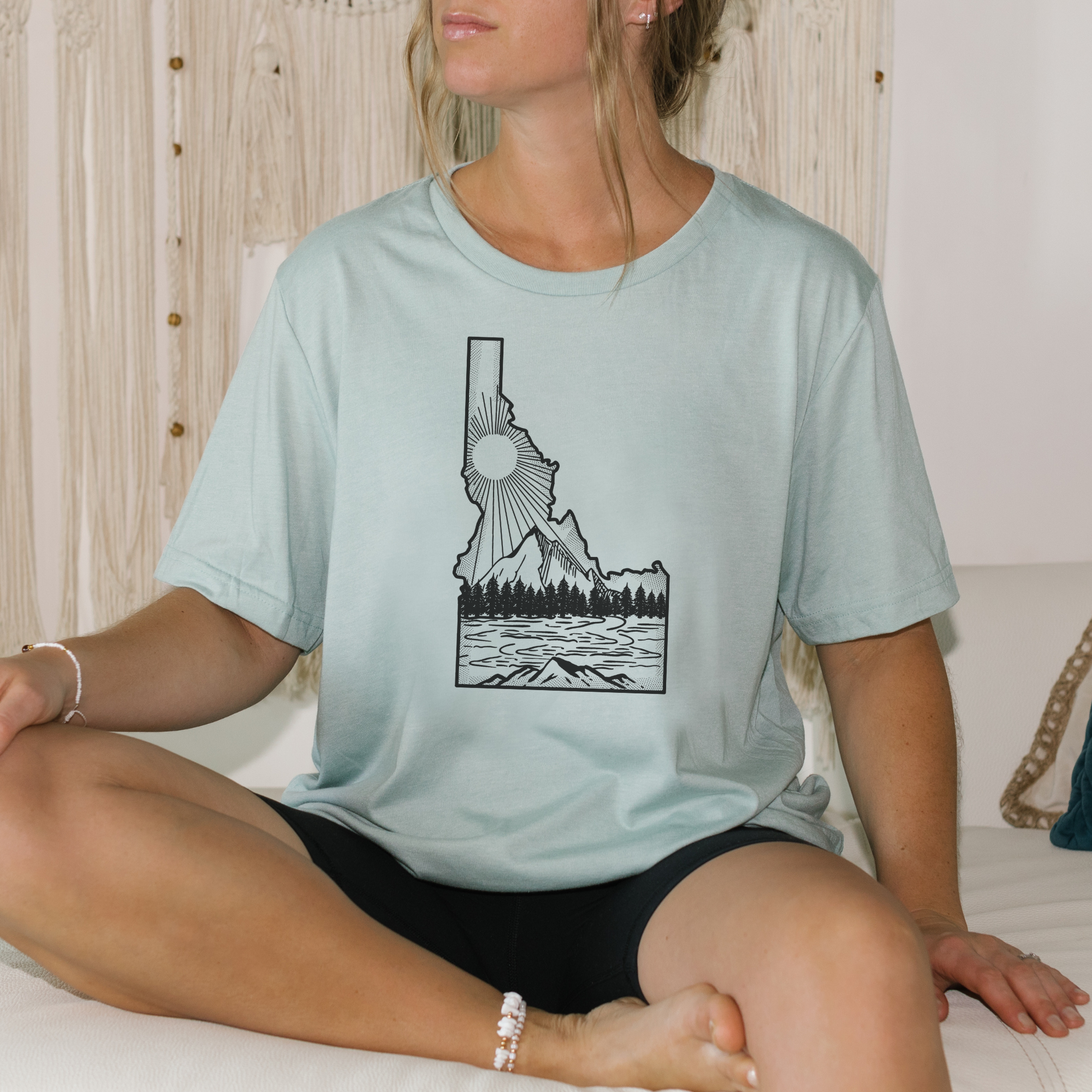 Idaho Sunrise Mountain Graphic Tee Long Sleeve 192-Graphic Tees-208 Tees Wholesale, Idaho